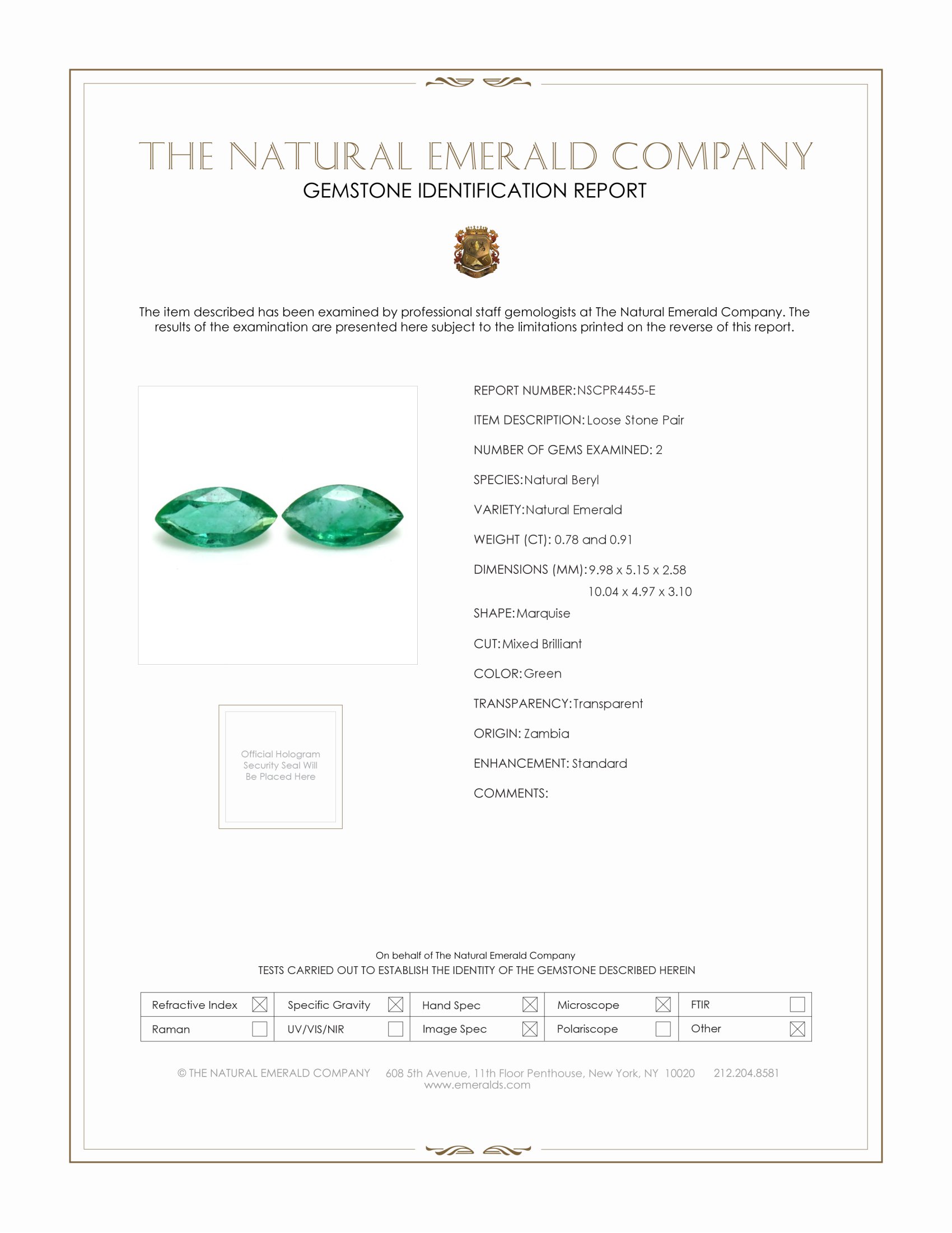 1.69 Ct.Tw. Emerald Pair from Zambia