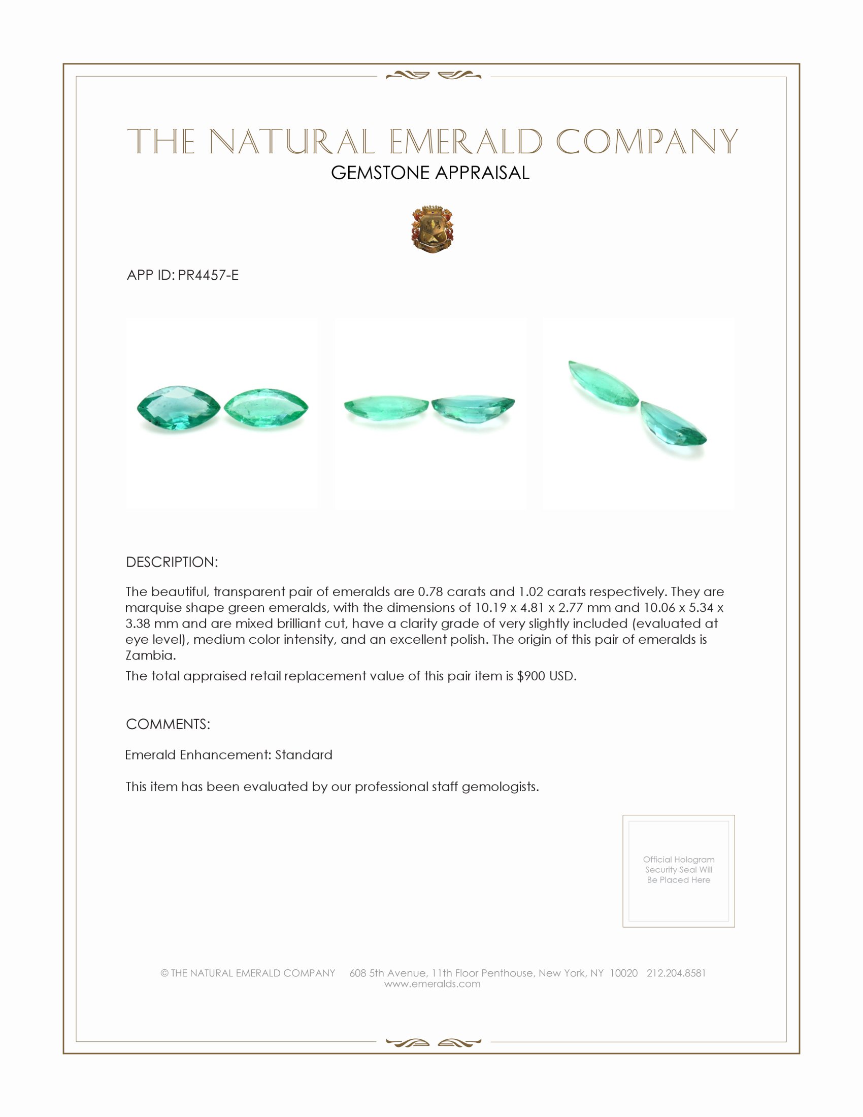 1.80 Ct.Tw. Emerald Pair from Zambia