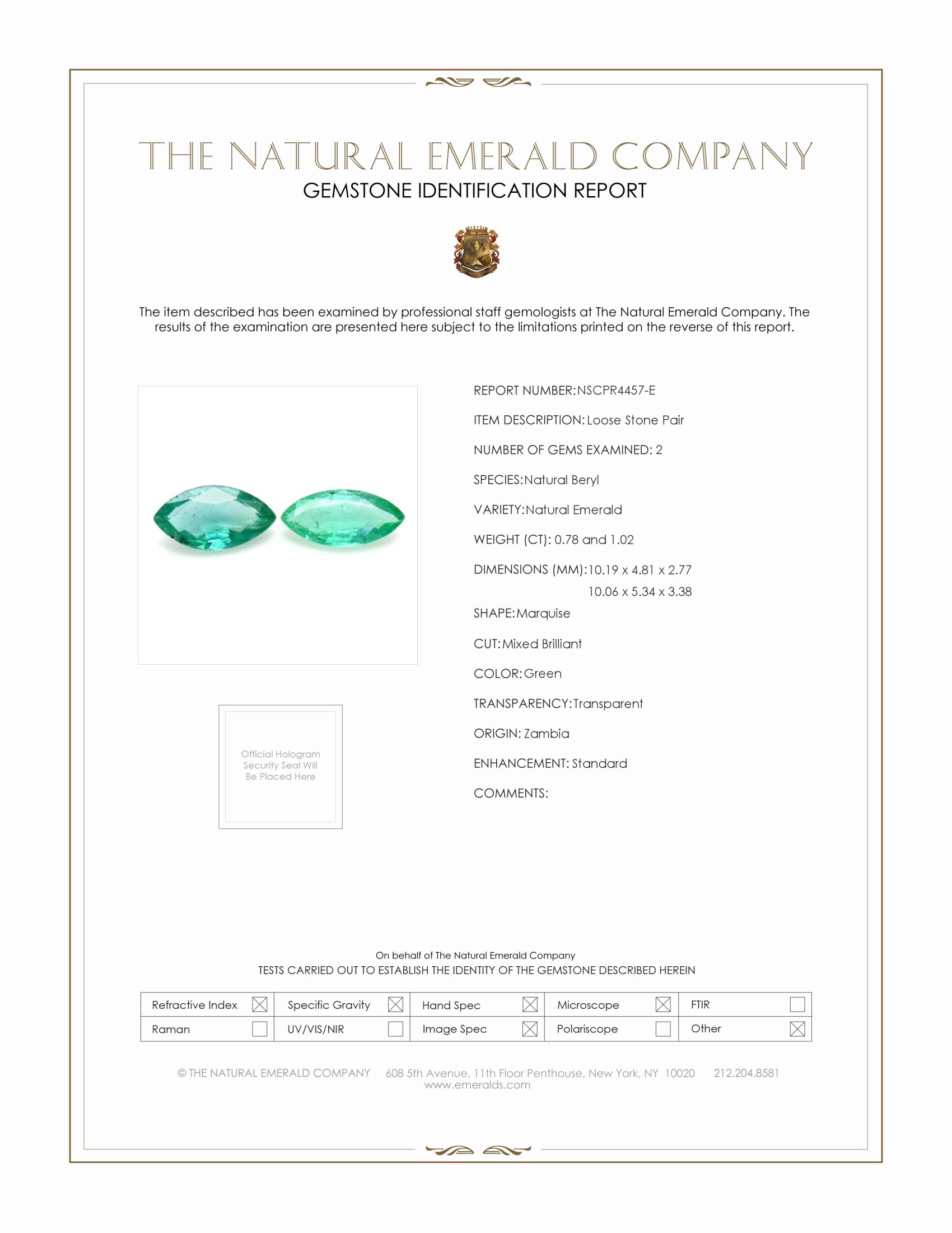 1.80 Ct.Tw. Emerald Pair from Zambia