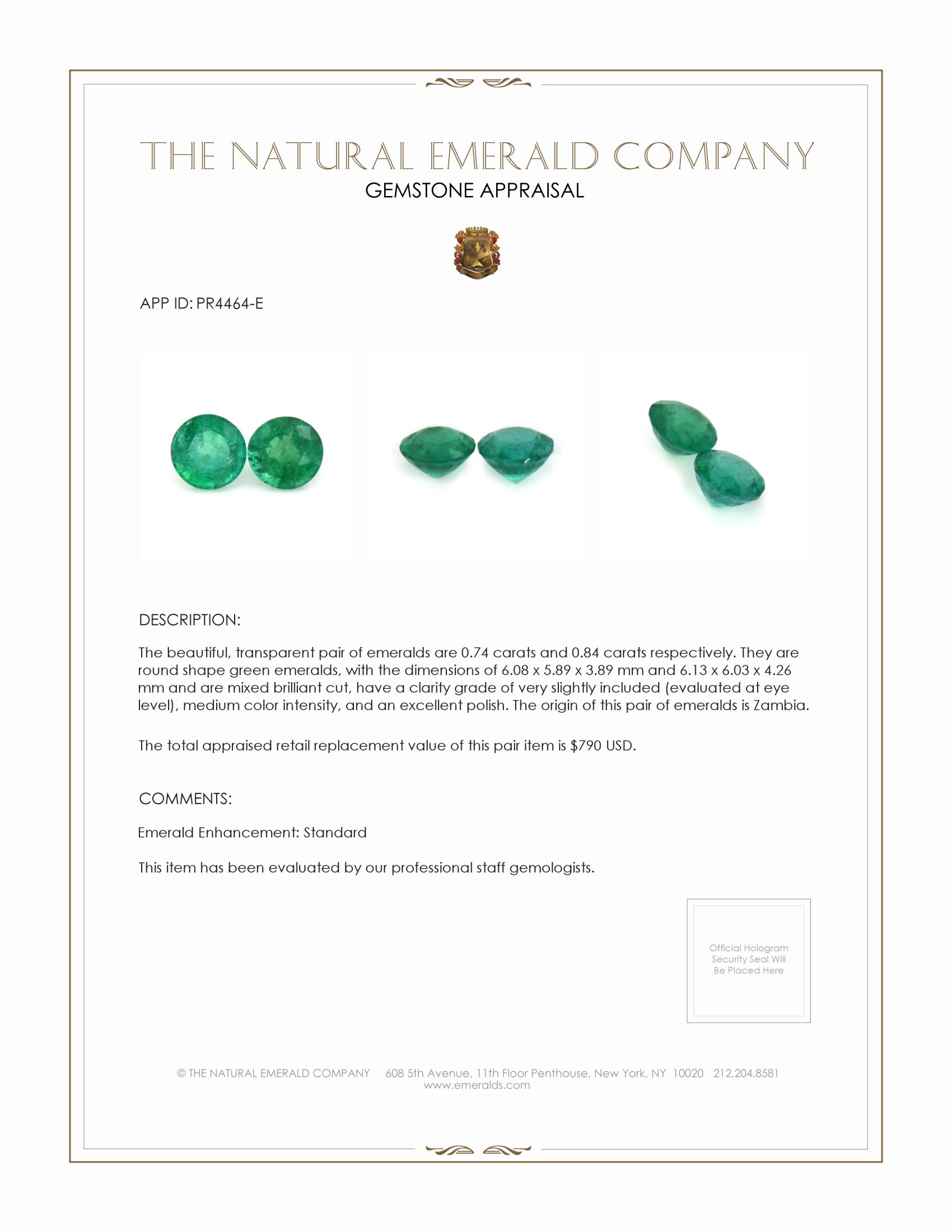 1.58 Ct.Tw. Emerald Pair from Zambia