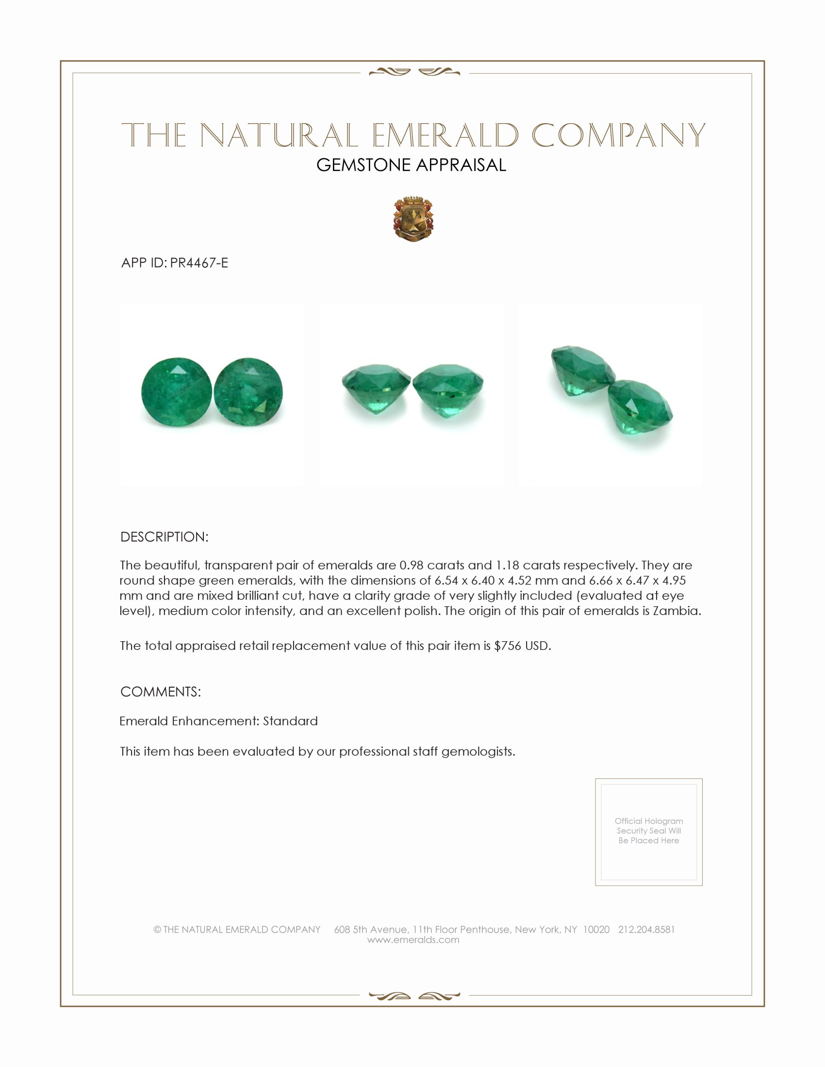 2.16 Ct.Tw. Emerald Pair from Zambia