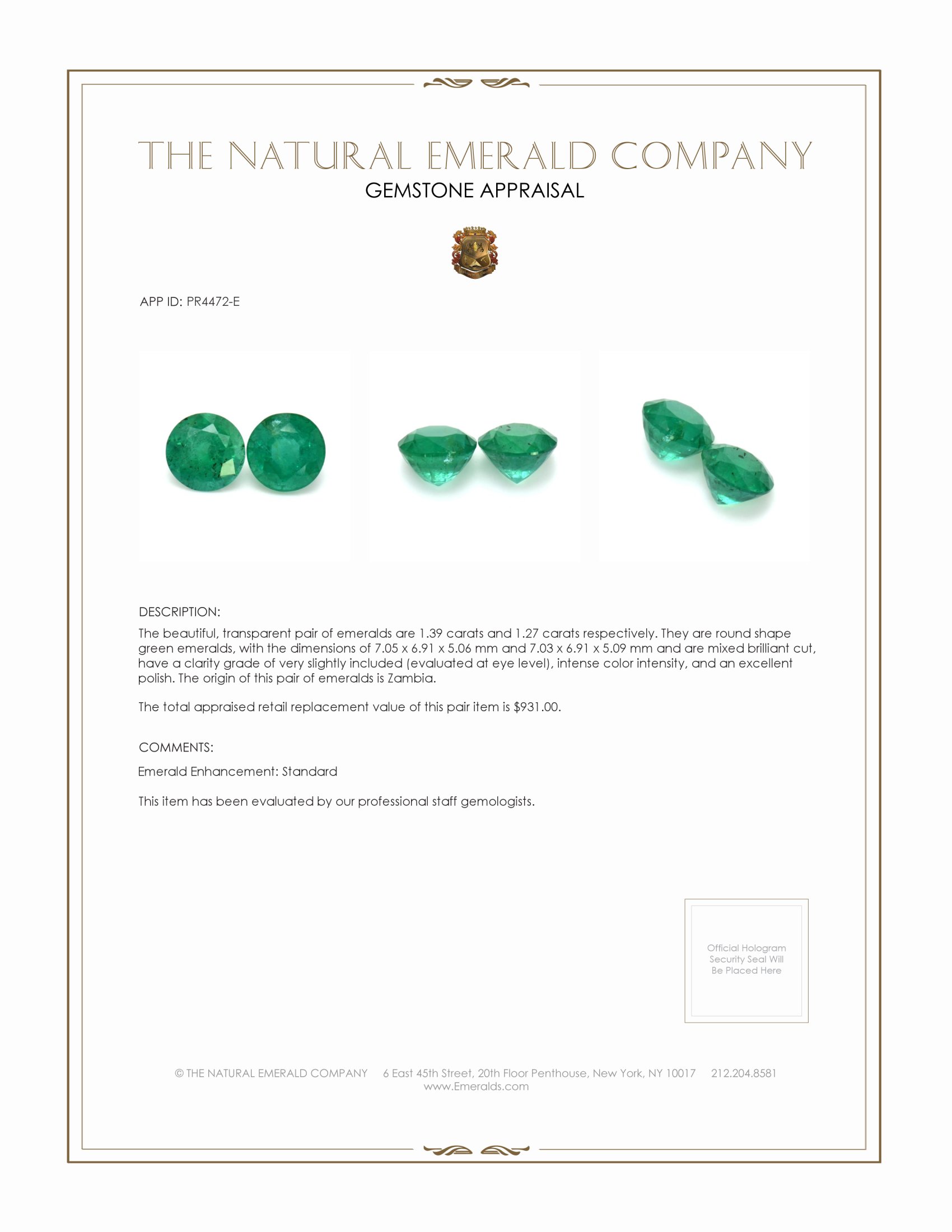 2.66 Ct.Tw. Emerald Pair from Zambia