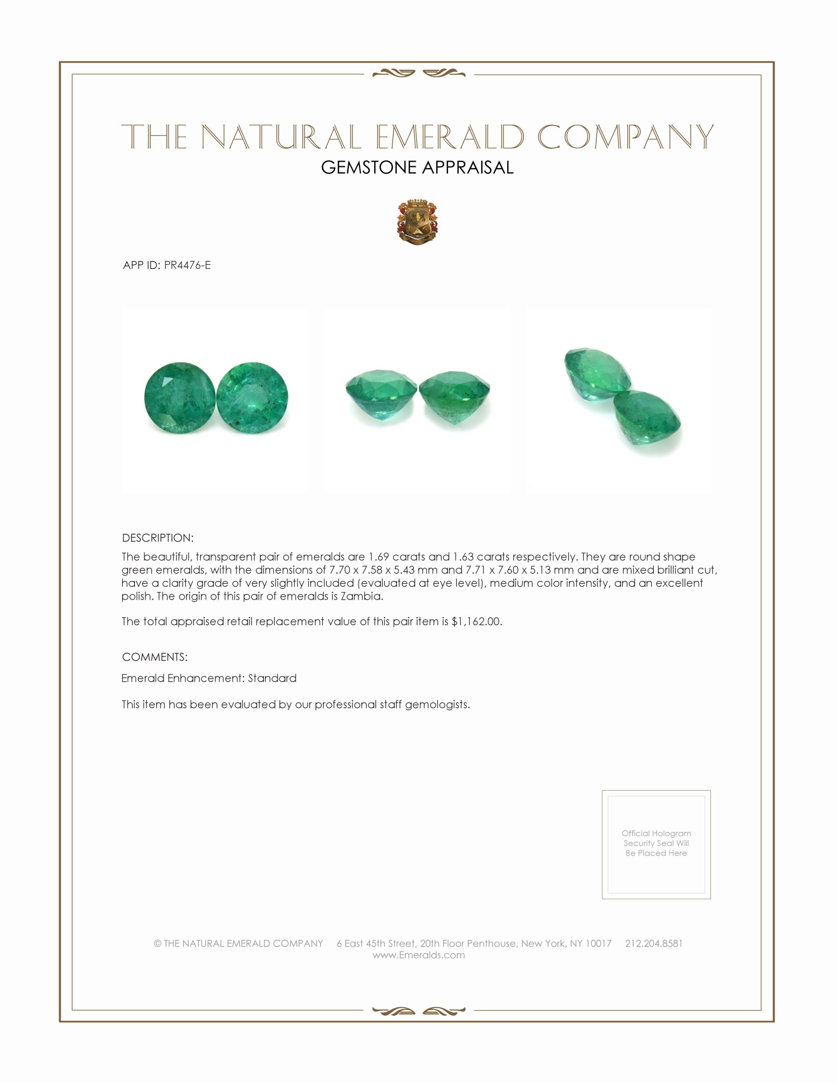 3.32 Ct.Tw. Emerald Pair from Zambia