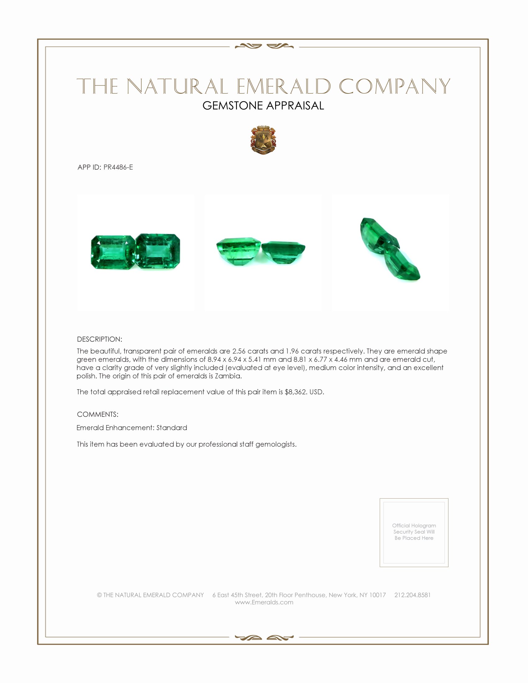 4.52 Ct.Tw. Emerald Pair from Zambia