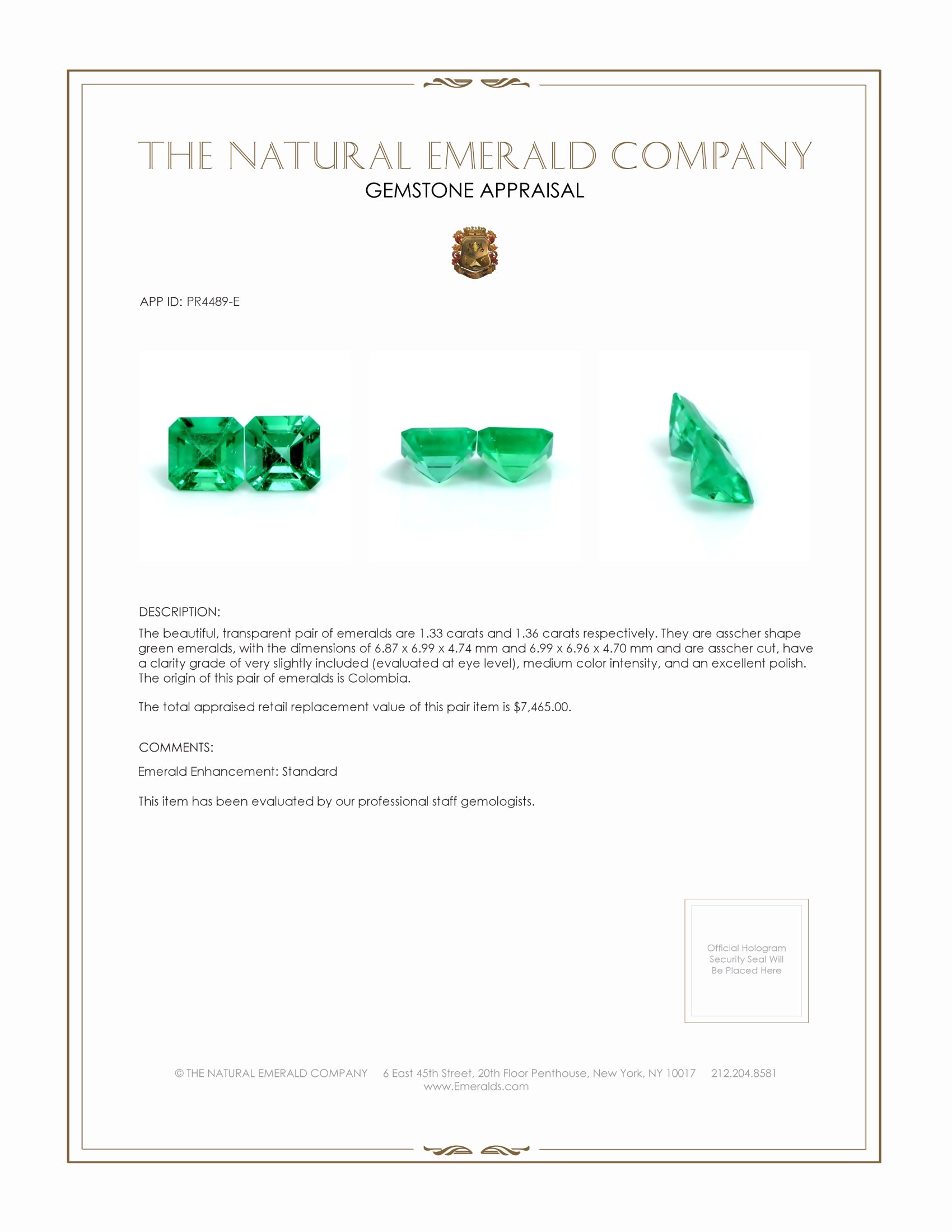 2.69 Ct.Tw. Emerald Pair from Colombia
