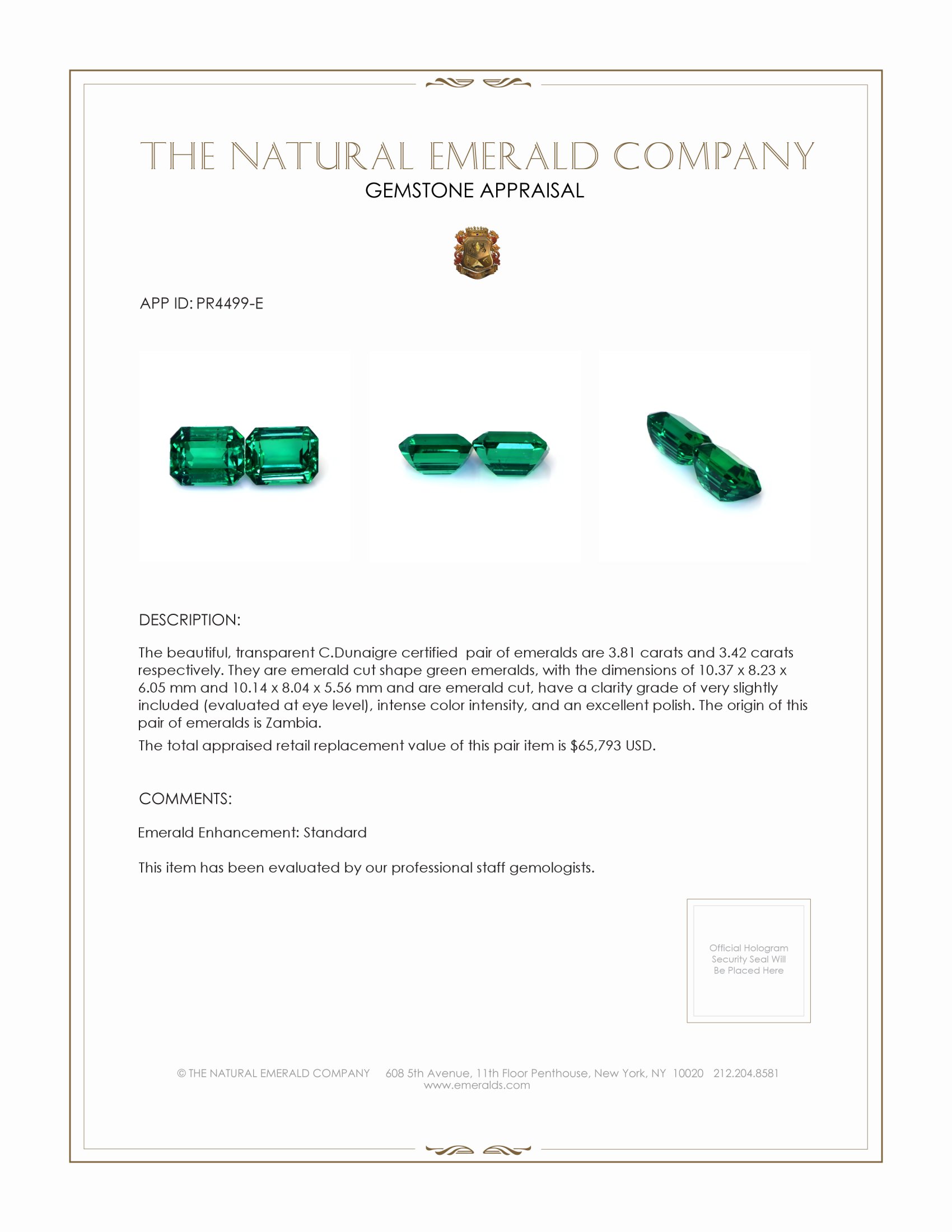 7.23 Ct.Tw. Emerald Pair from Zambia