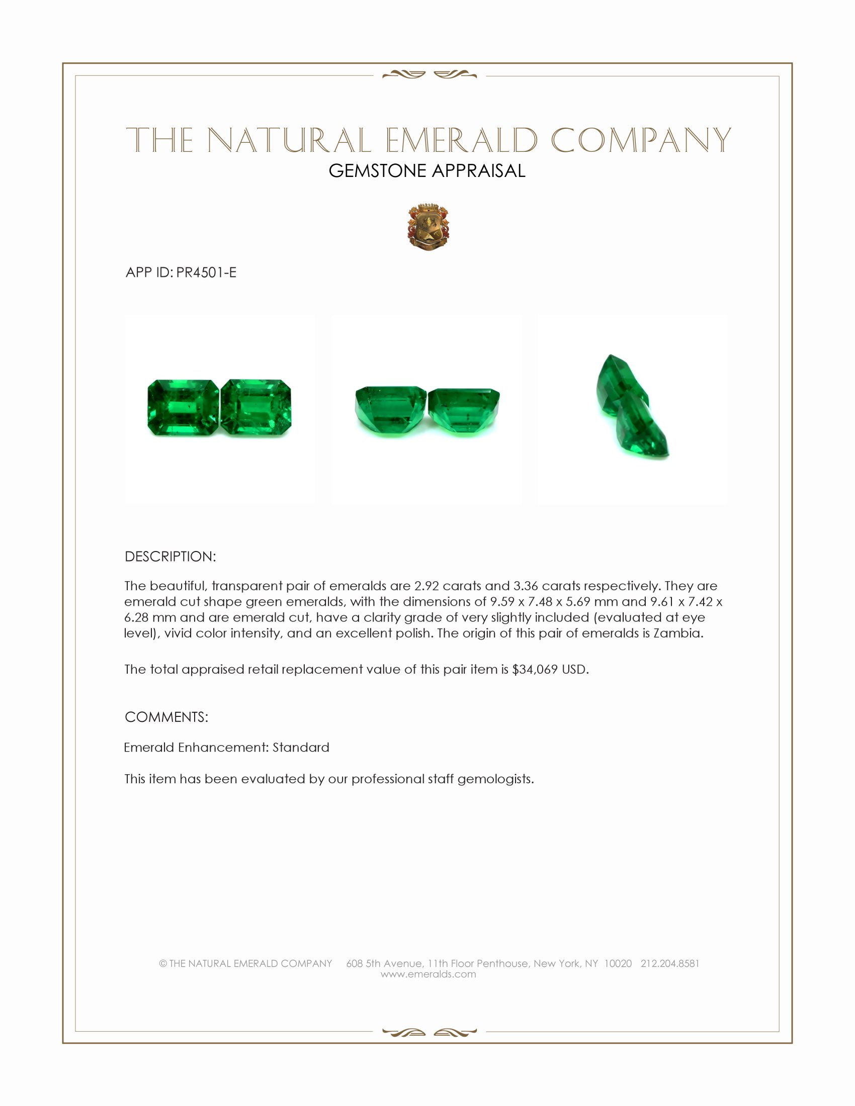 6.28 Ct.Tw. Emerald Pair from Zambia