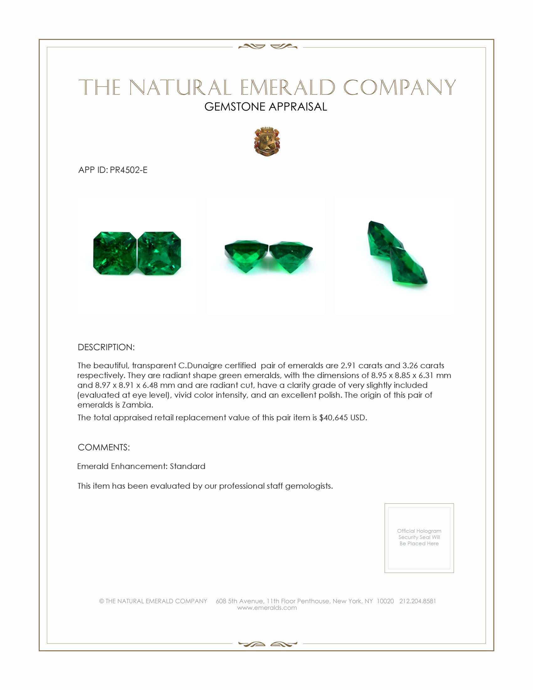 6.17 Ct.Tw. Emerald Pair from Zambia