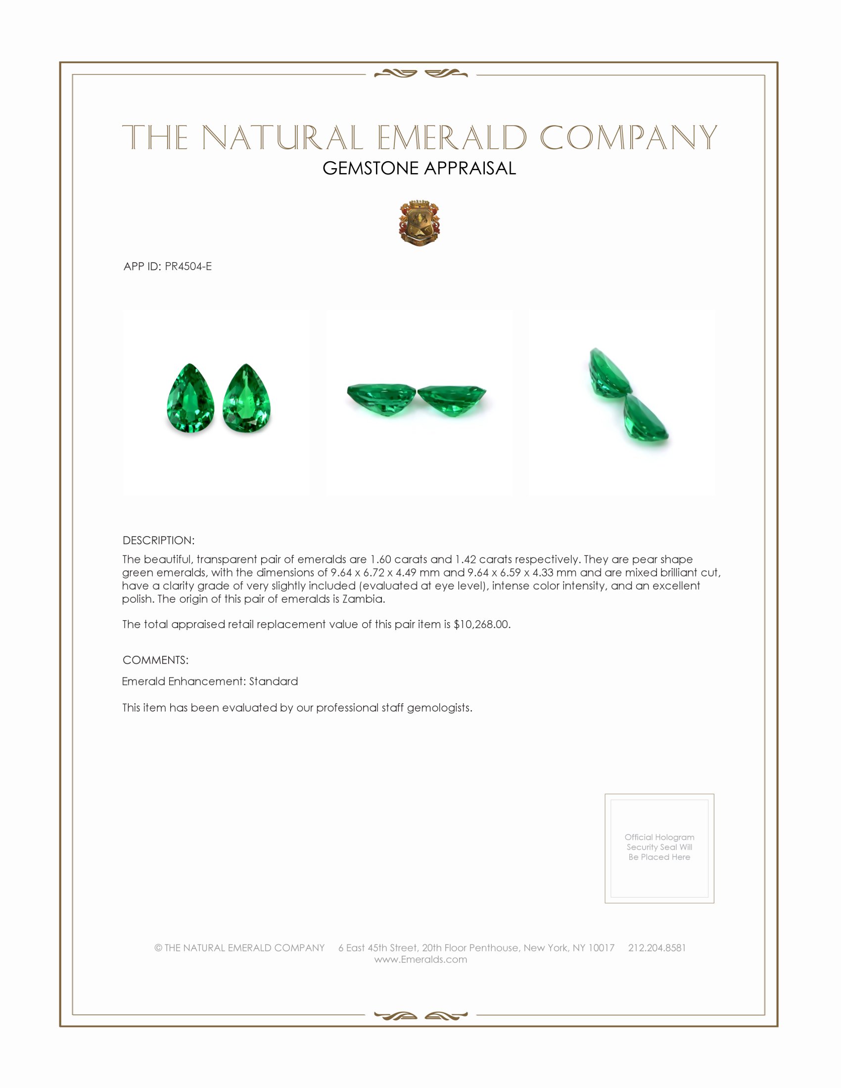 3.02 Ct.Tw. Emerald Pair from Zambia