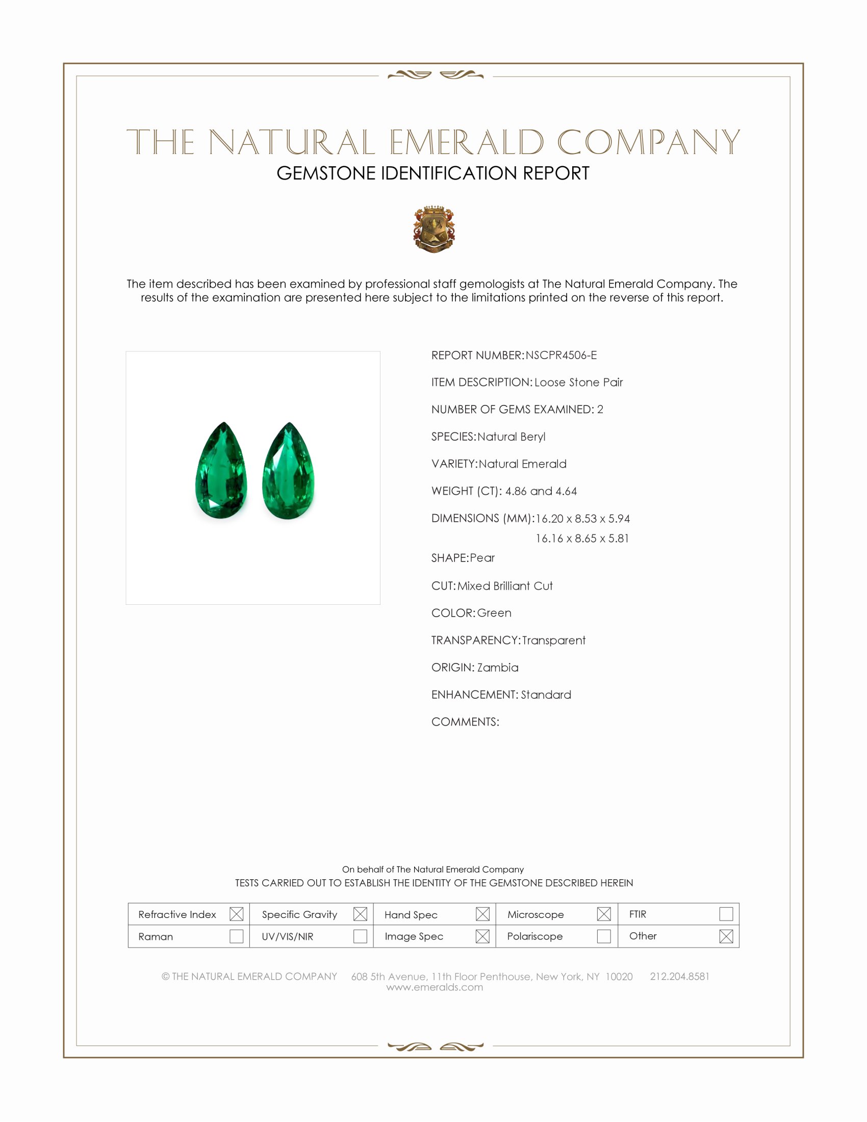 9.50 Ct.Tw. Emerald Pair from Zambia