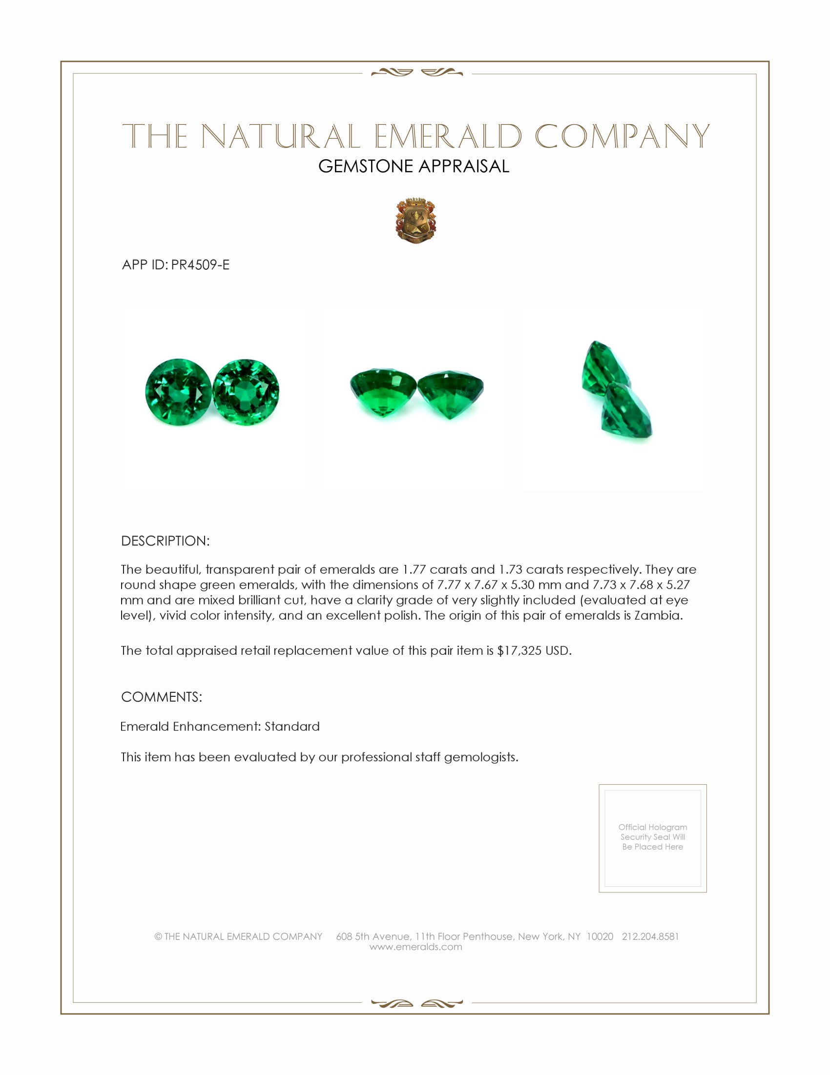 3.50 Ct.Tw. Emerald Pair from Zambia