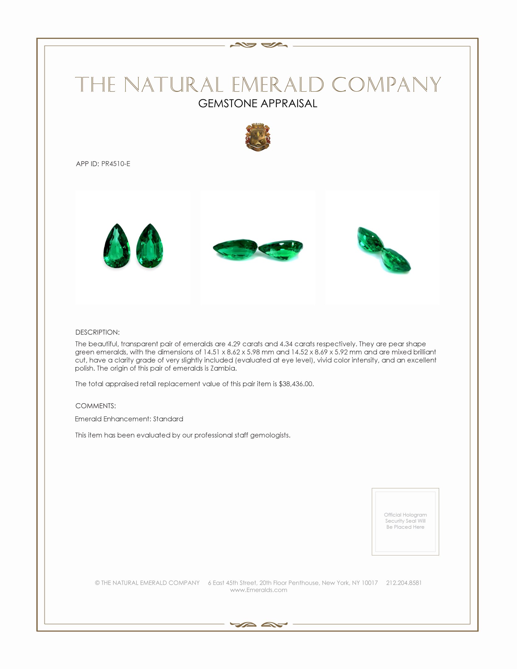 8.63 Ct.Tw. Emerald Pair from Zambia