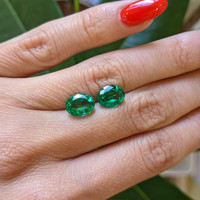3.32 Ct.Tw.Total Carat Weight Emerald Pair from Zambia Life Style
