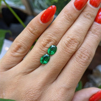 2.10 Ct.Tw.Total Carat Weight Emerald Pair from Zambia Life Style