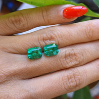 4.59 Ct.Tw.Total Carat Weight Emerald Pair from Zambia Life Style