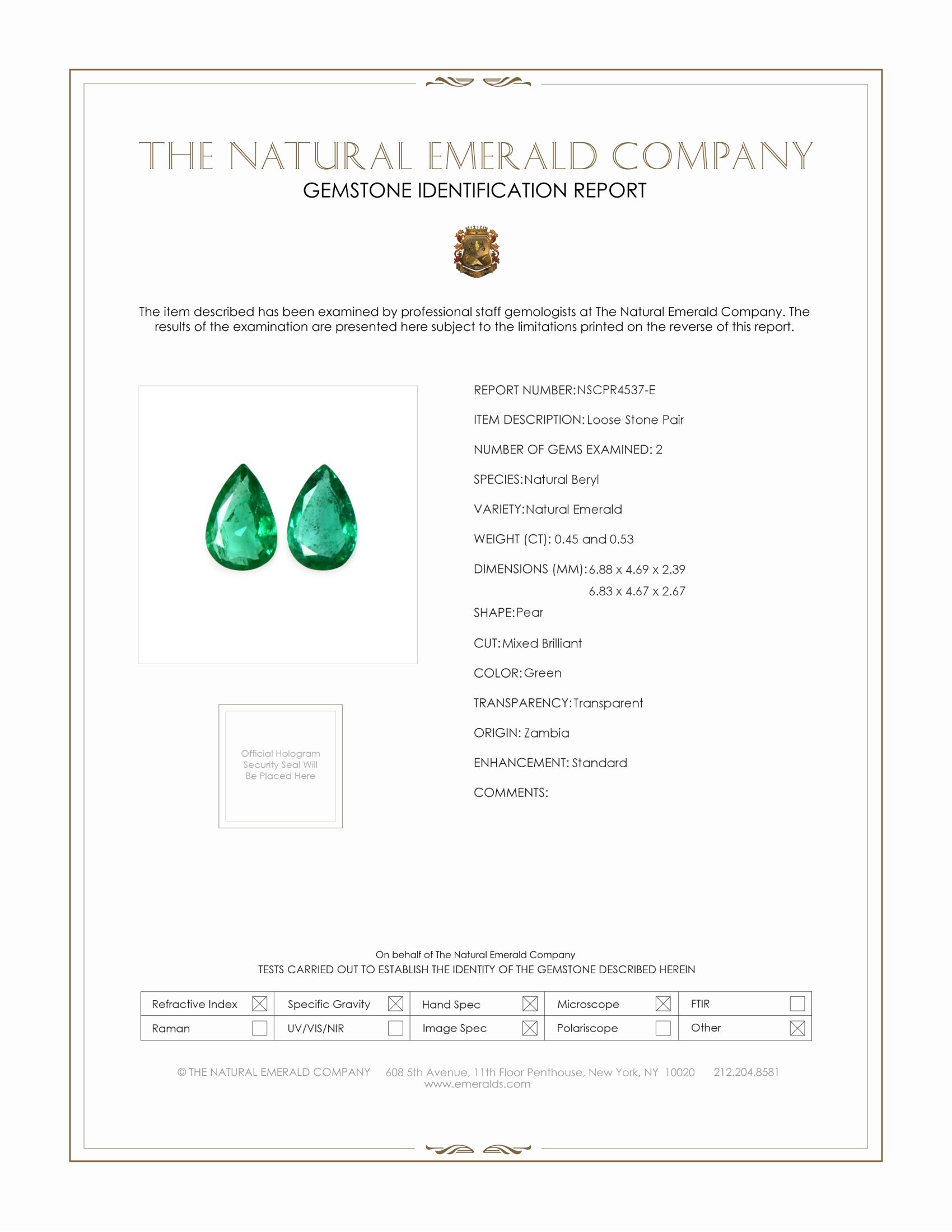 0.98 Ct.Tw. Emerald Pair from Zambia