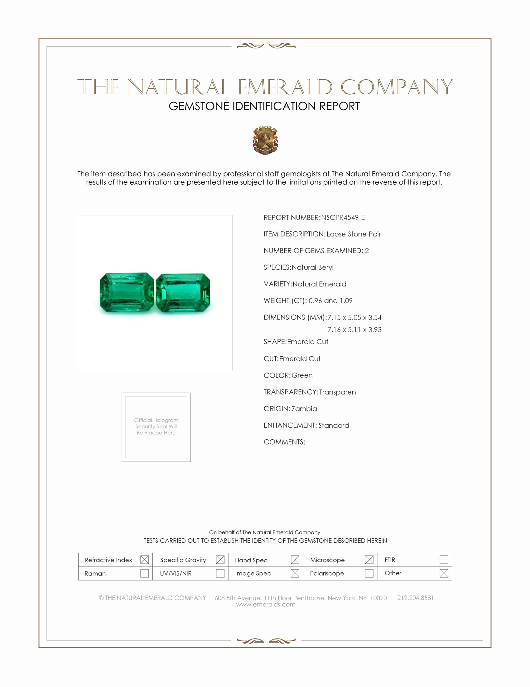 2.05 Ct.Tw. Emerald Pair from Zambia