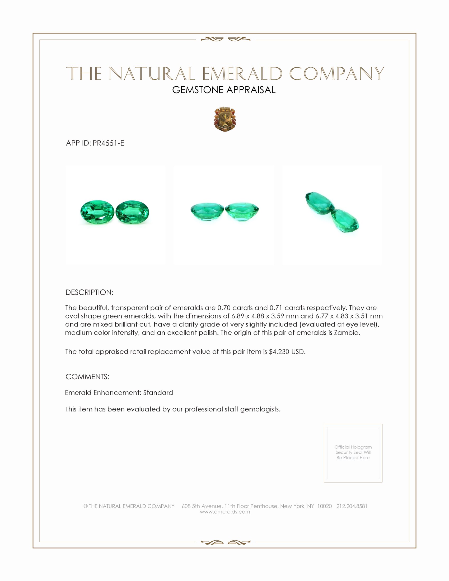 1.41 Ct.Tw. Emerald Pair from Zambia