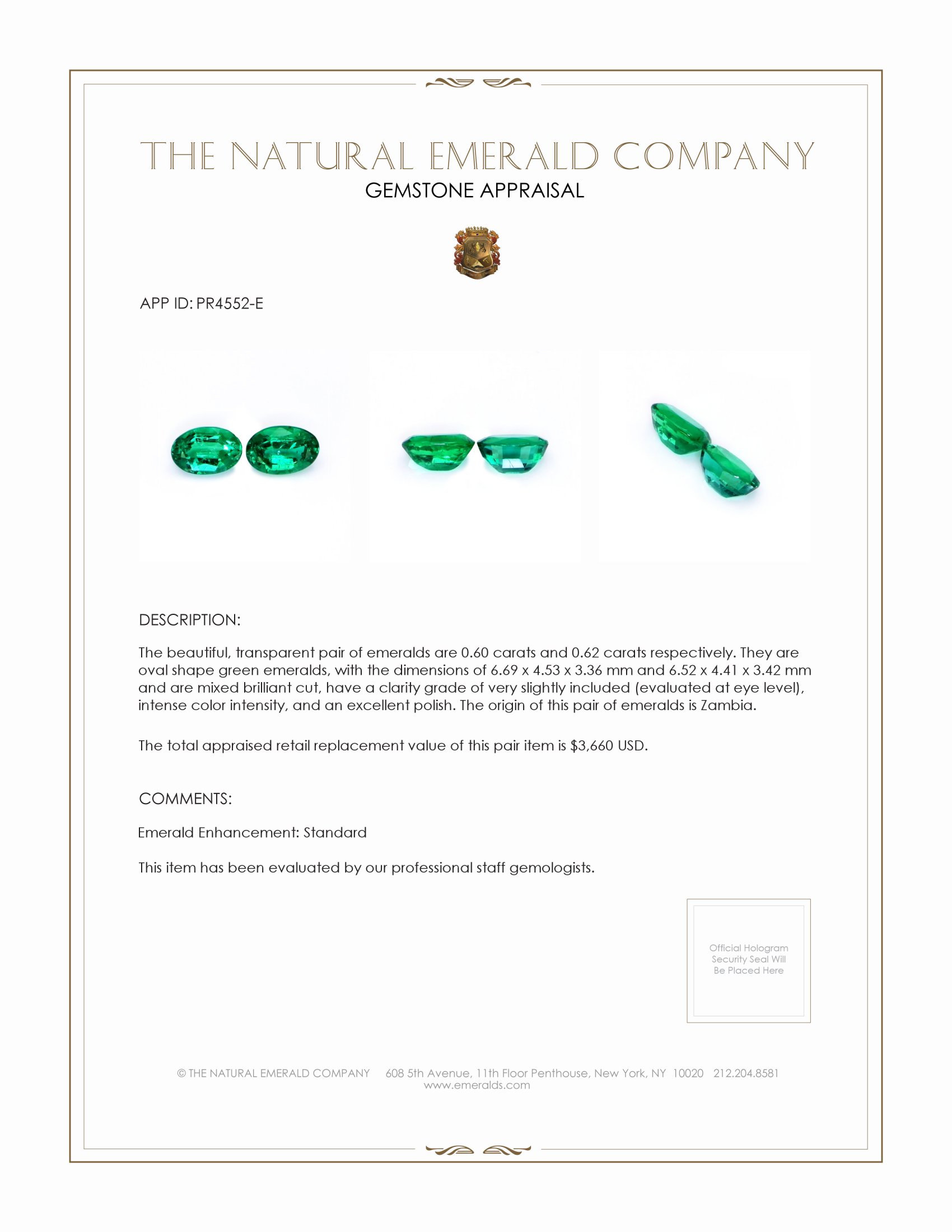 1.22 Ct.Tw. Emerald Pair from Zambia