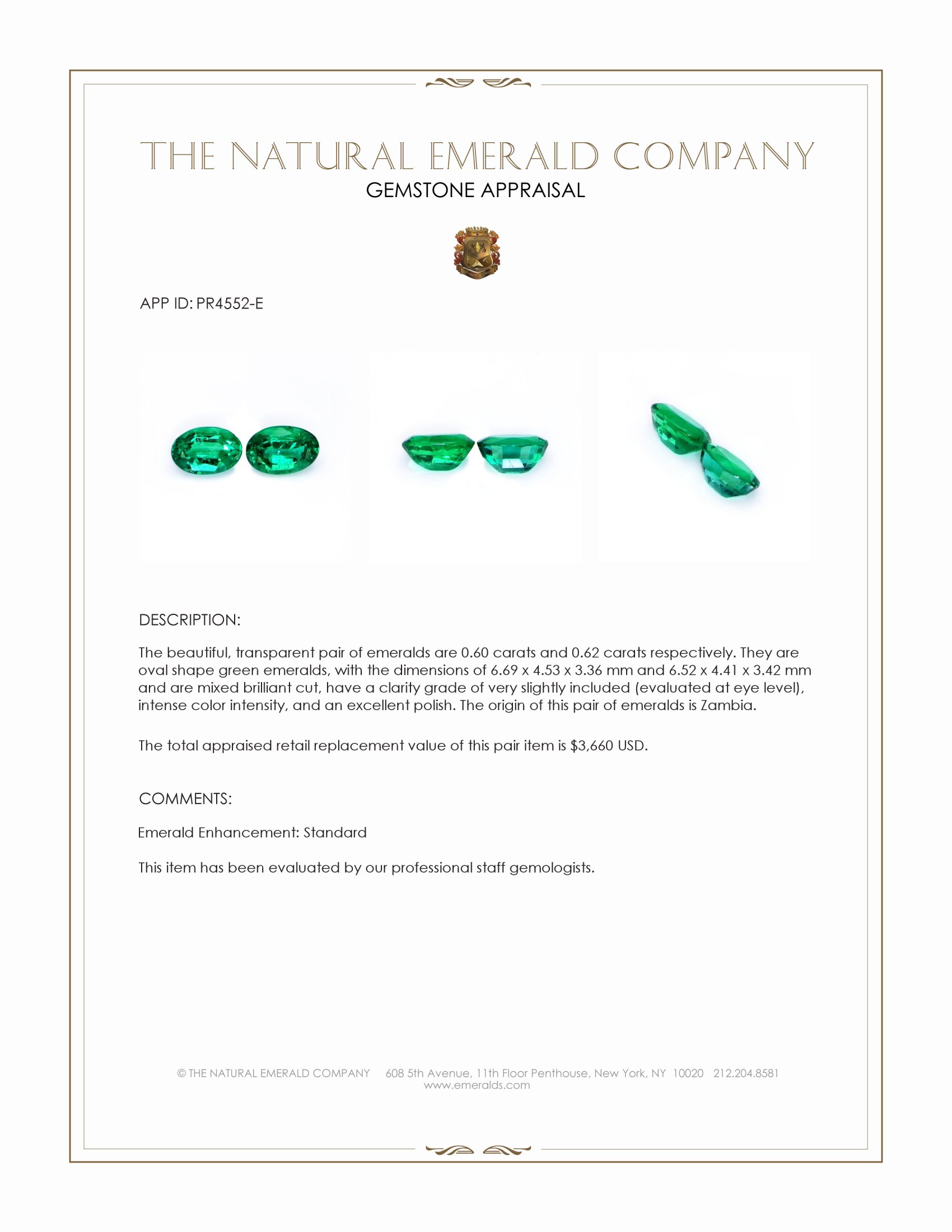 1.22 Ct.Tw. Emerald Pair from Zambia