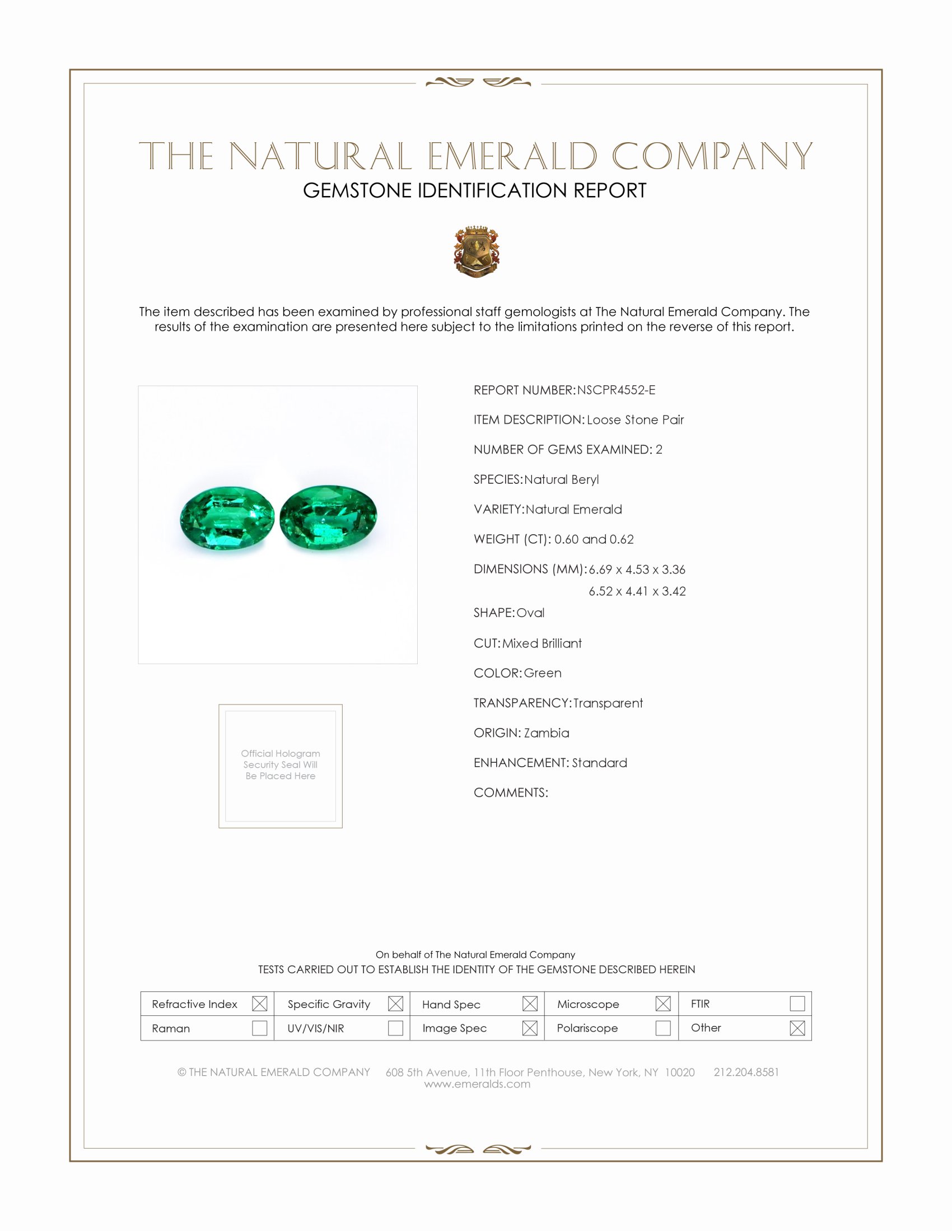 1.22 Ct.Tw. Emerald Pair from Zambia