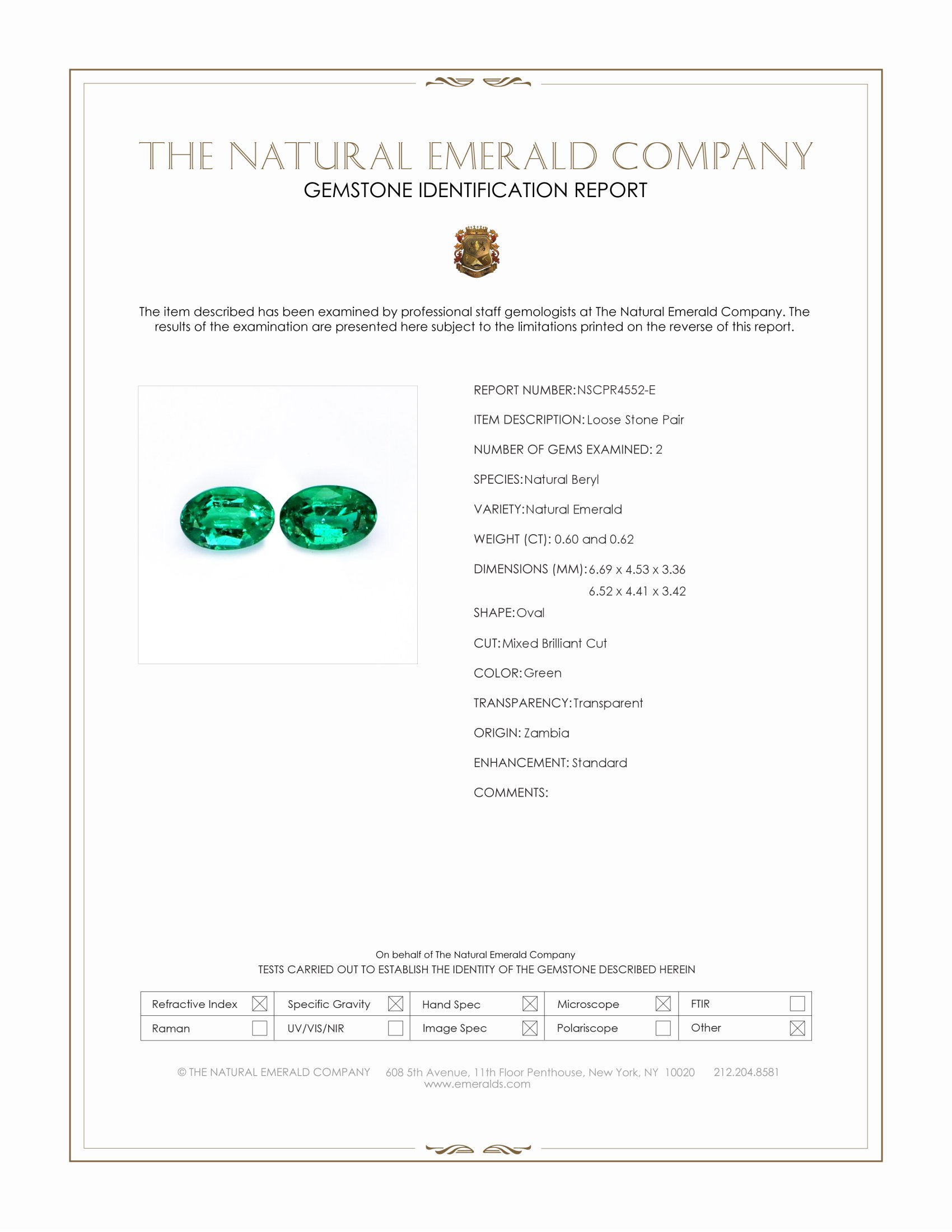 1.22 Ct.Tw. Emerald Pair from Zambia