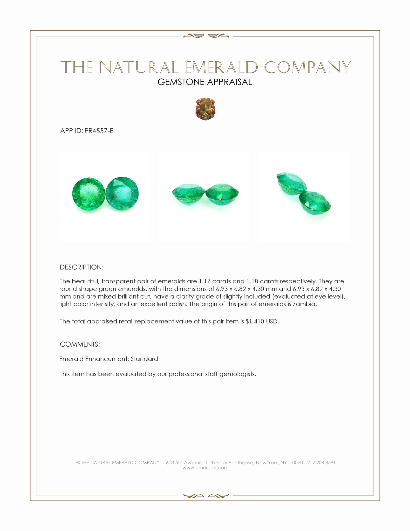 2.35 Ct.Tw. Emerald Pair from Zambia