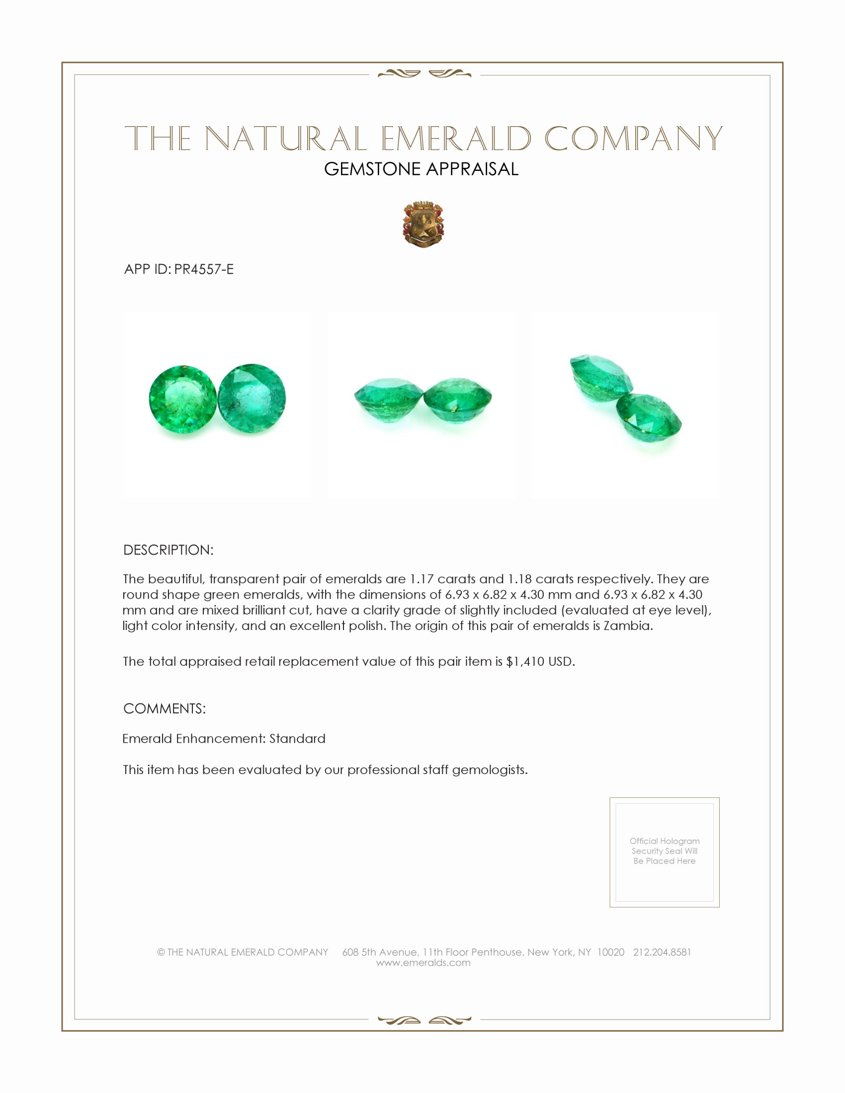 2.35 Ct.Tw. Emerald Pair from Zambia