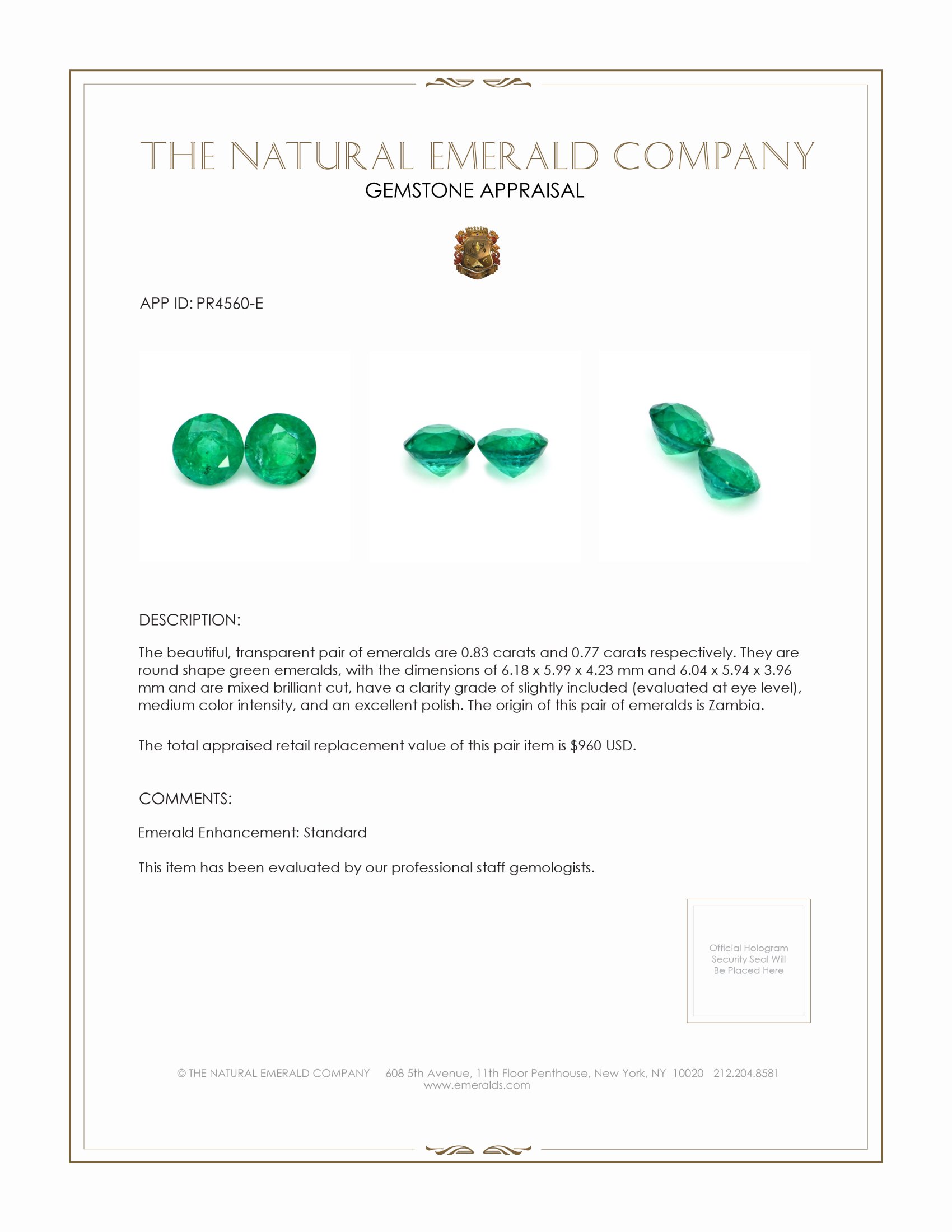 1.60 Ct.Tw. Emerald Pair from Zambia