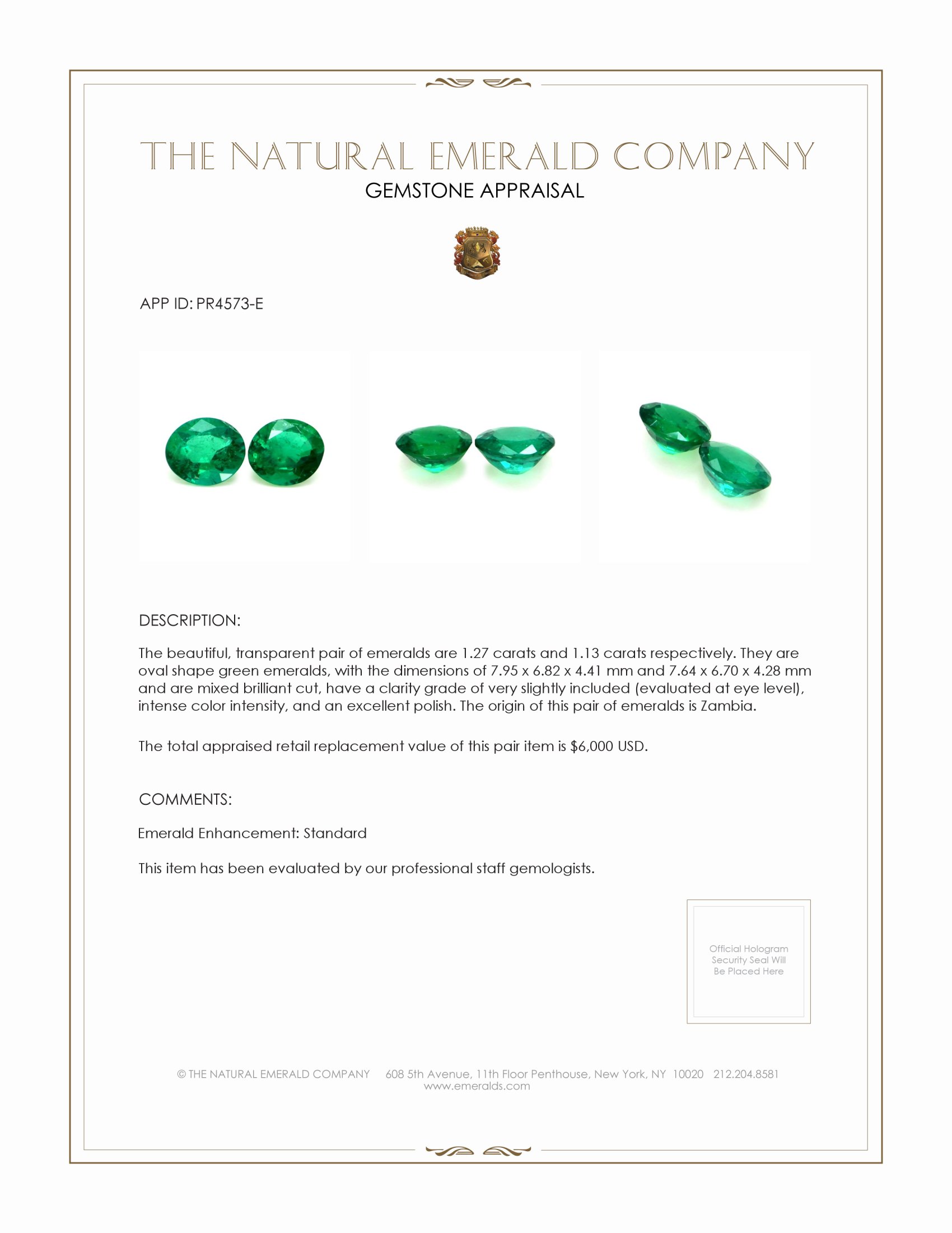 2.40 Ct.Tw. Emerald Pair from Zambia