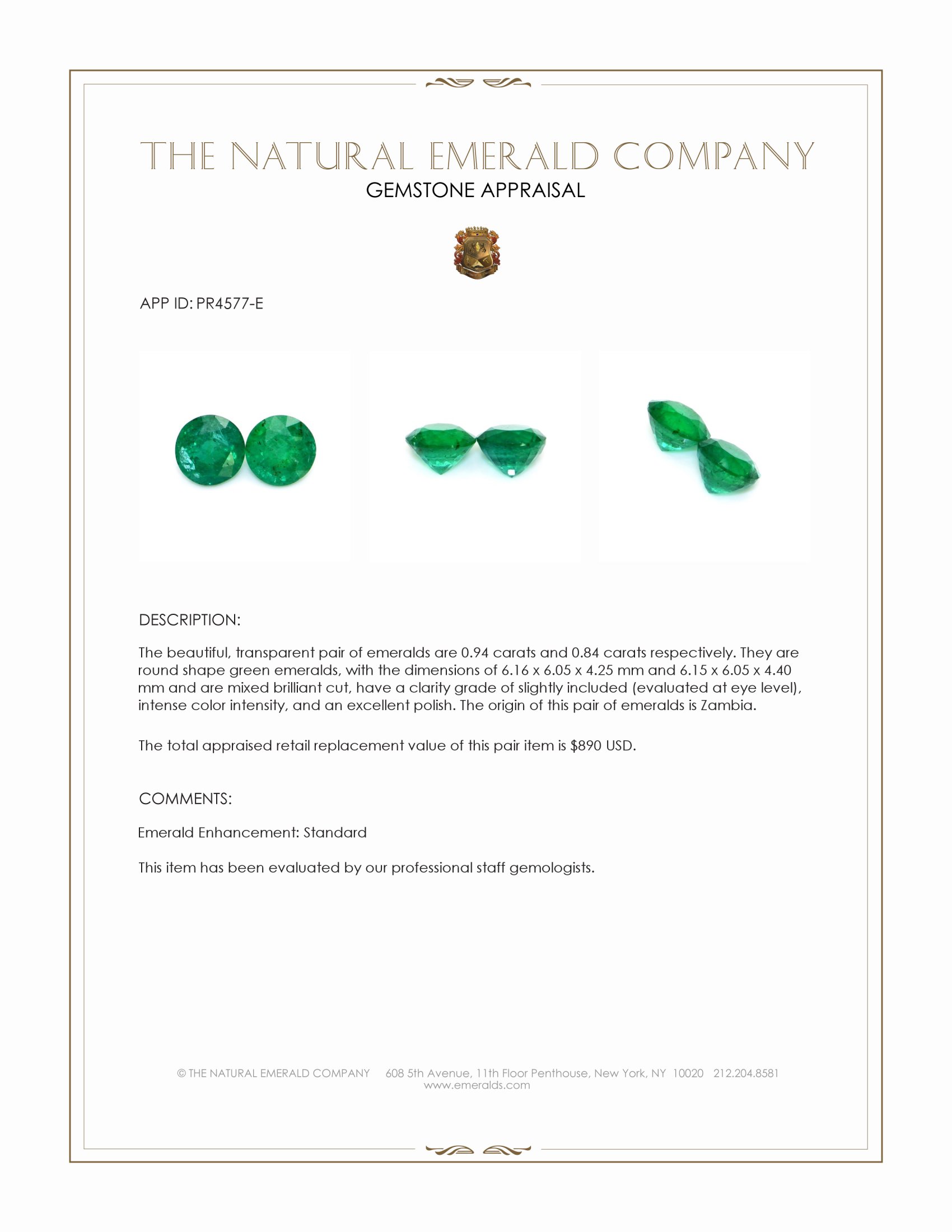 1.78 Ct.Tw. Emerald Pair from Zambia