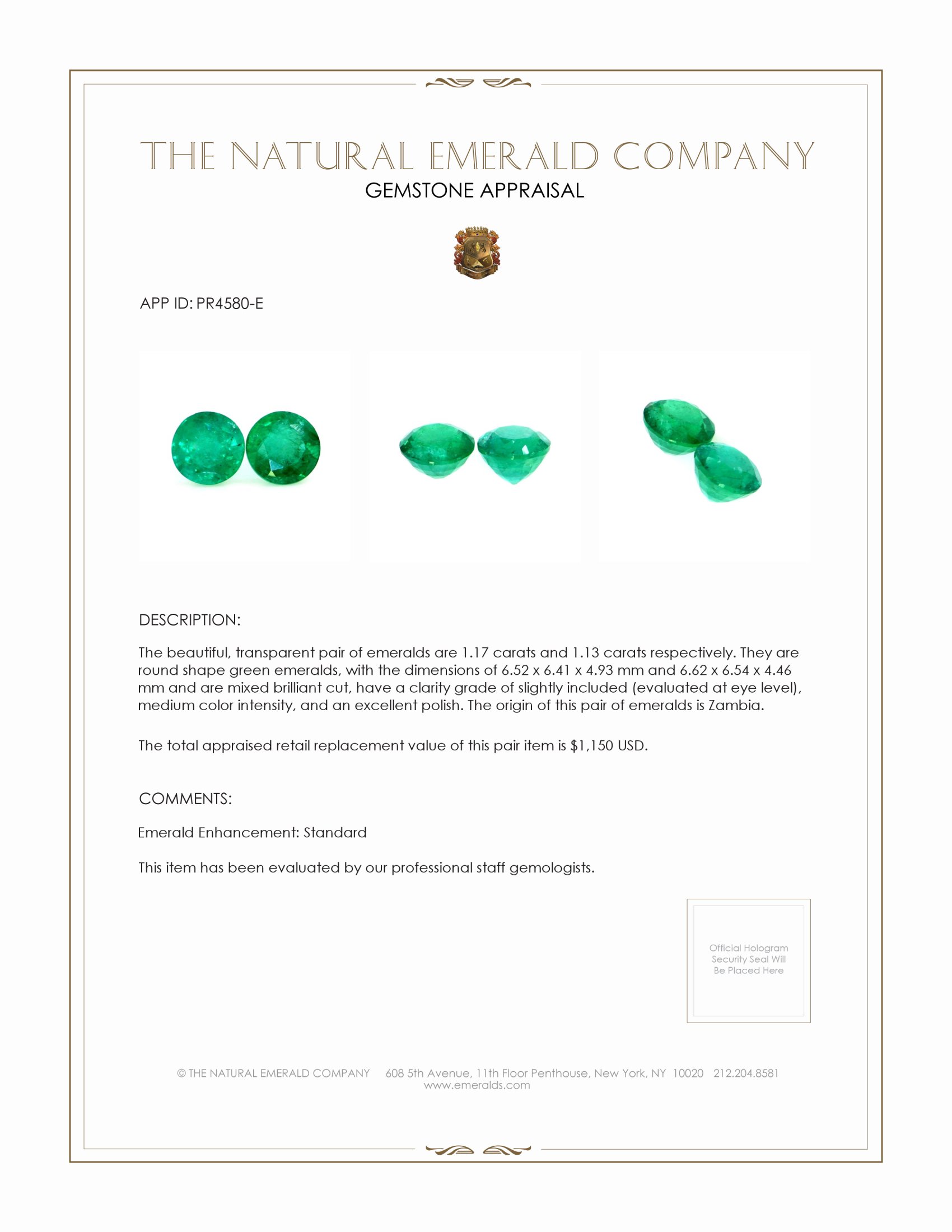 2.30 Ct.Tw. Emerald Pair from Zambia