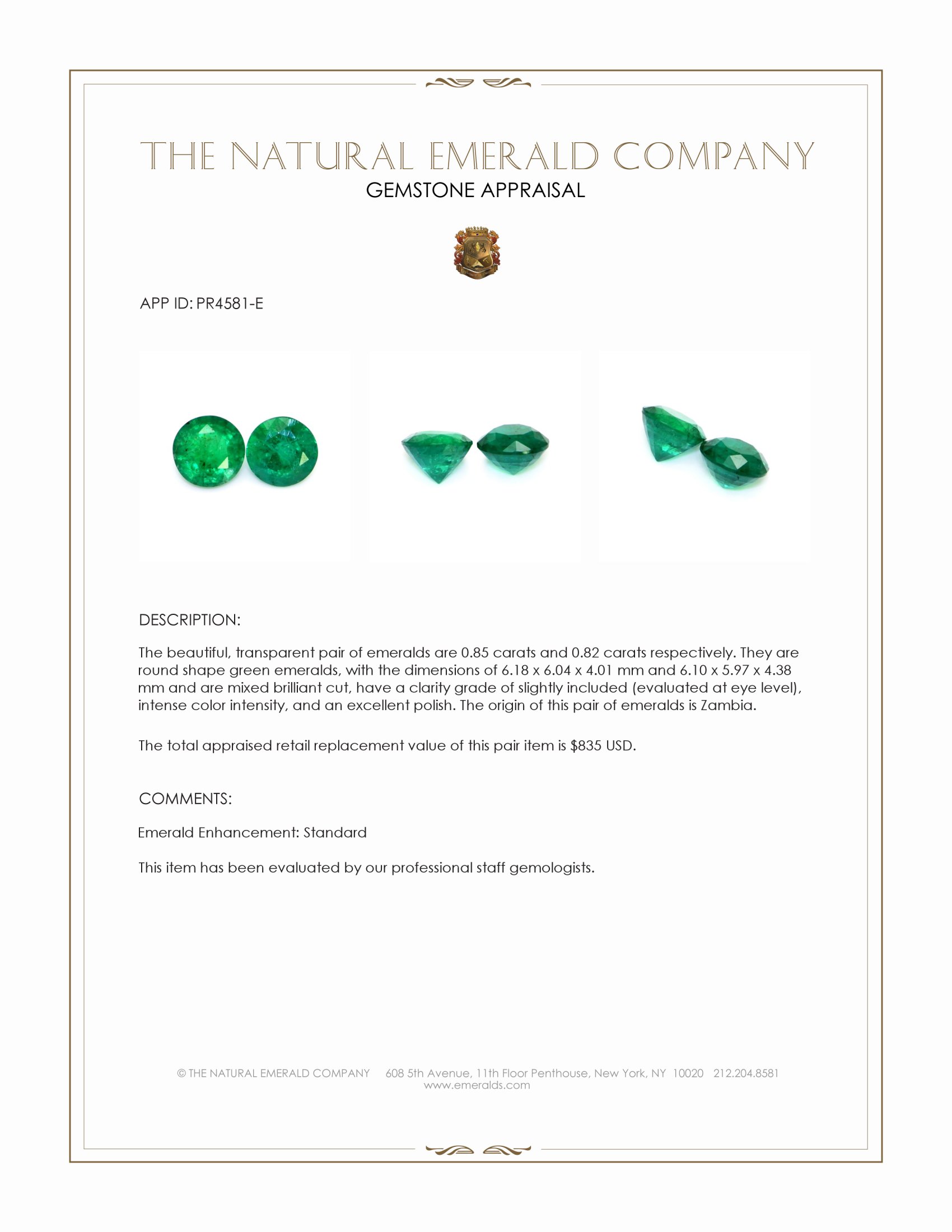 1.67 Ct.Tw. Emerald Pair from Zambia