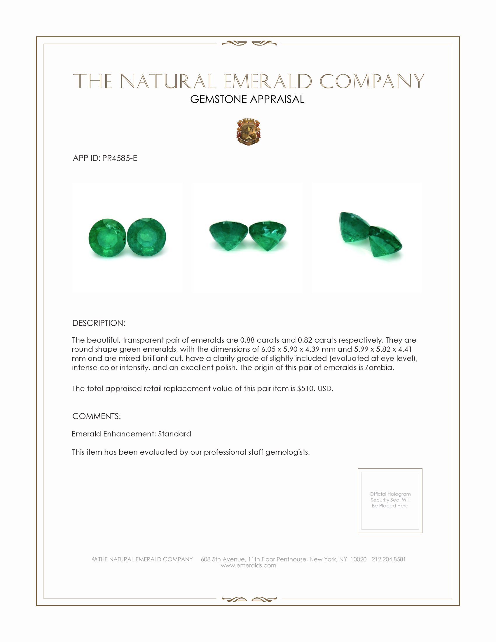 1.70 Ct.Tw. Emerald Pair from Zambia