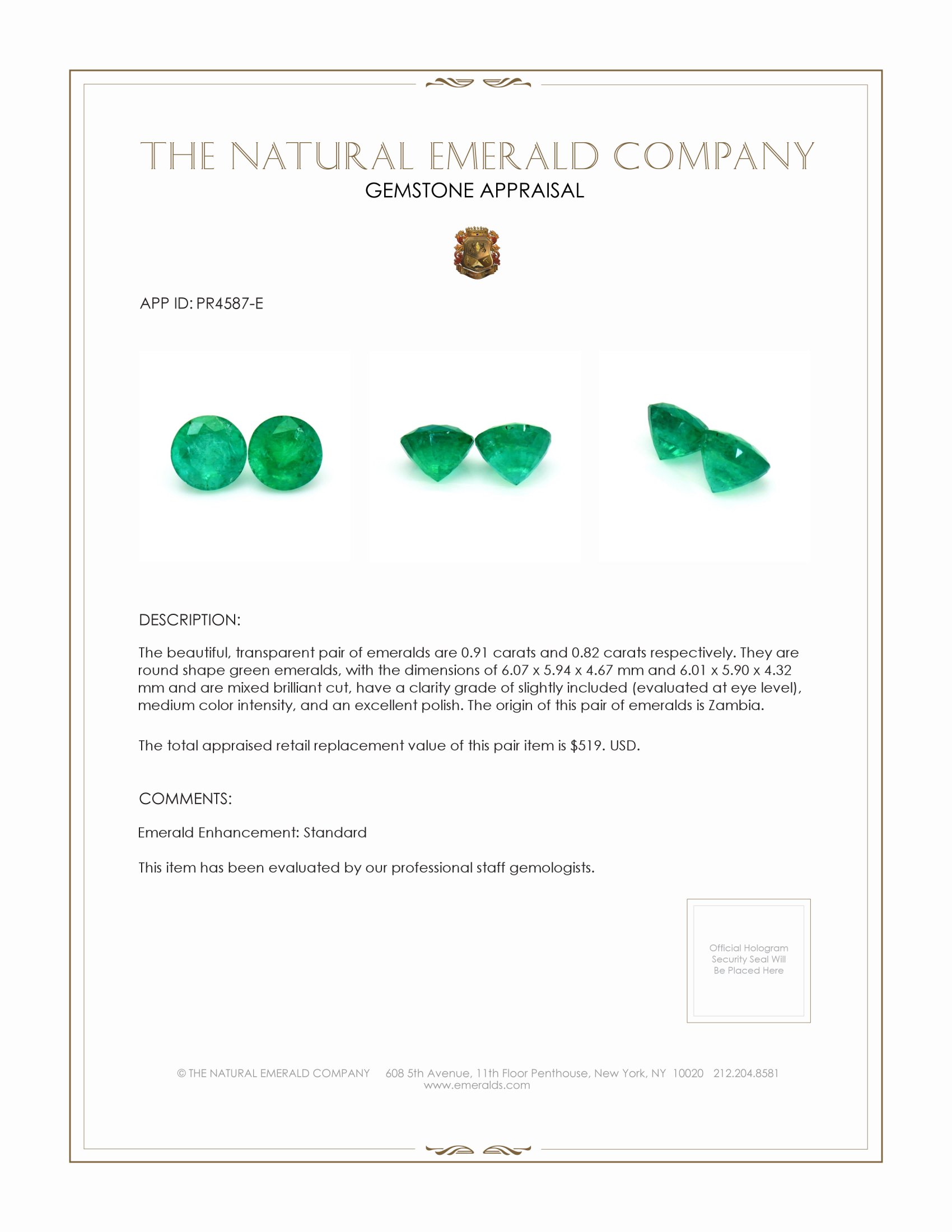 1.73 Ct.Tw. Emerald Pair from Zambia