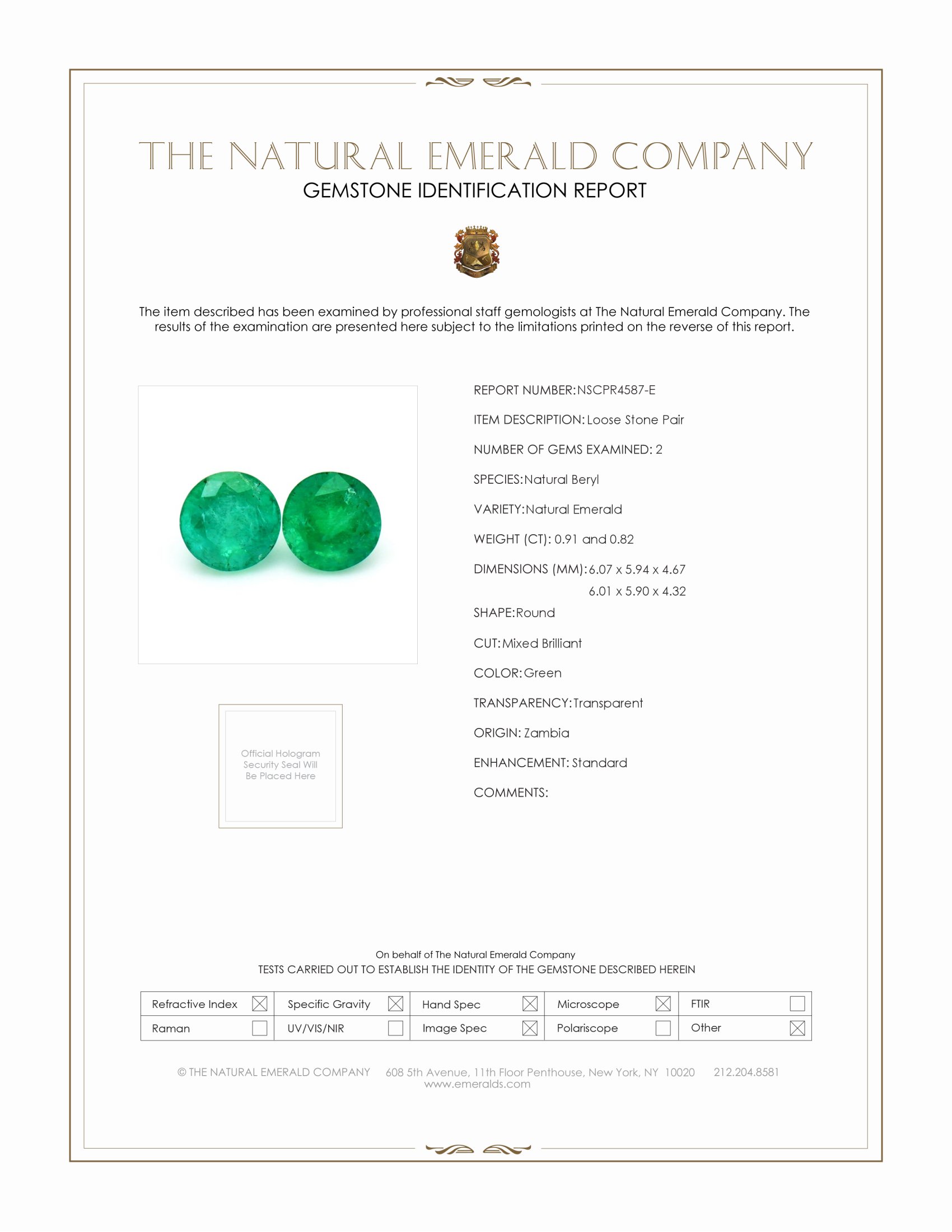 1.73 Ct.Tw. Emerald Pair from Zambia