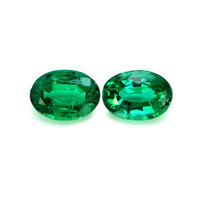 Studs Emerald Earring 1.43 Ct.Tw.Total Carat Weight, 18K White Gold Combination Stone