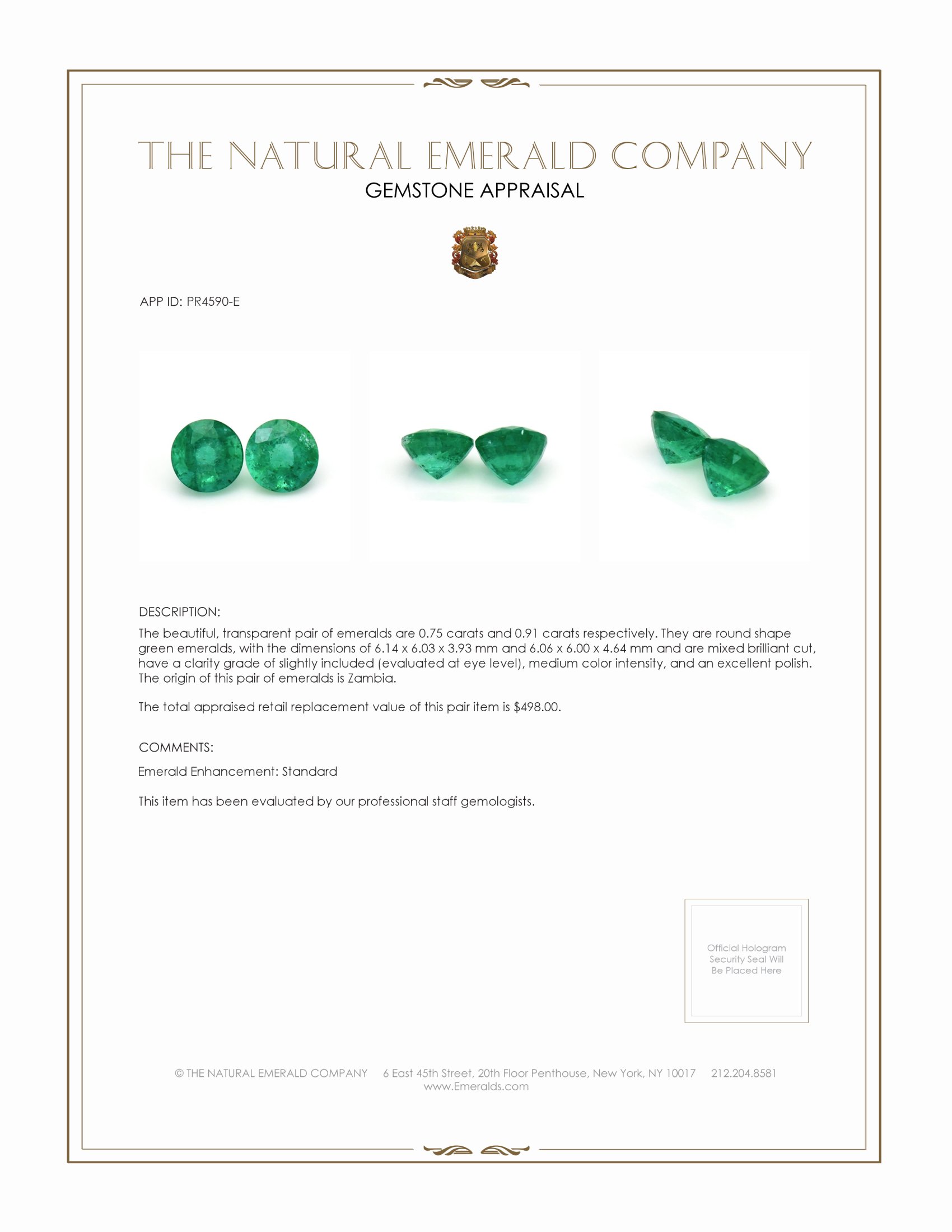 1.66 Ct.Tw. Emerald Pair from Zambia