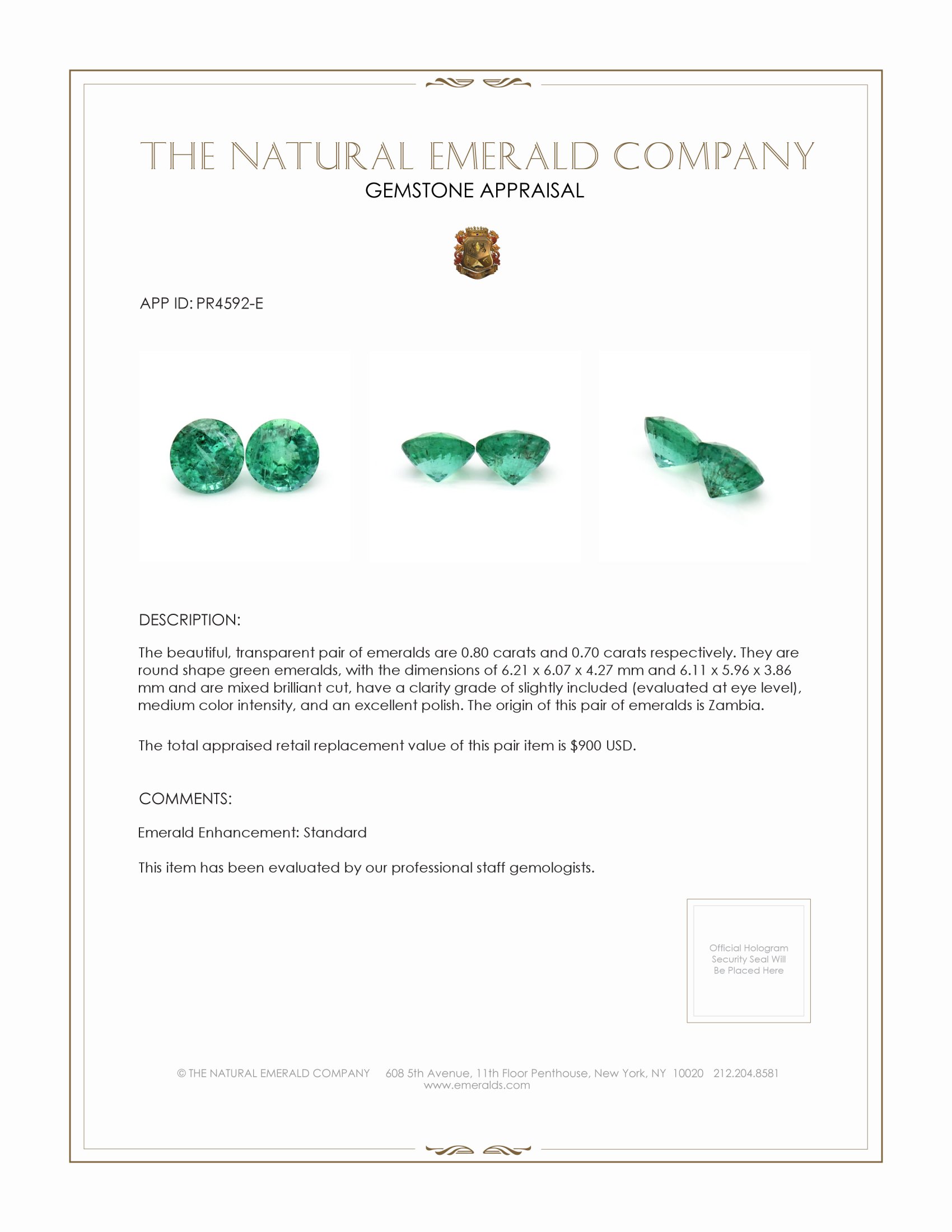 1.50 Ct.Tw. Emerald Pair from Zambia