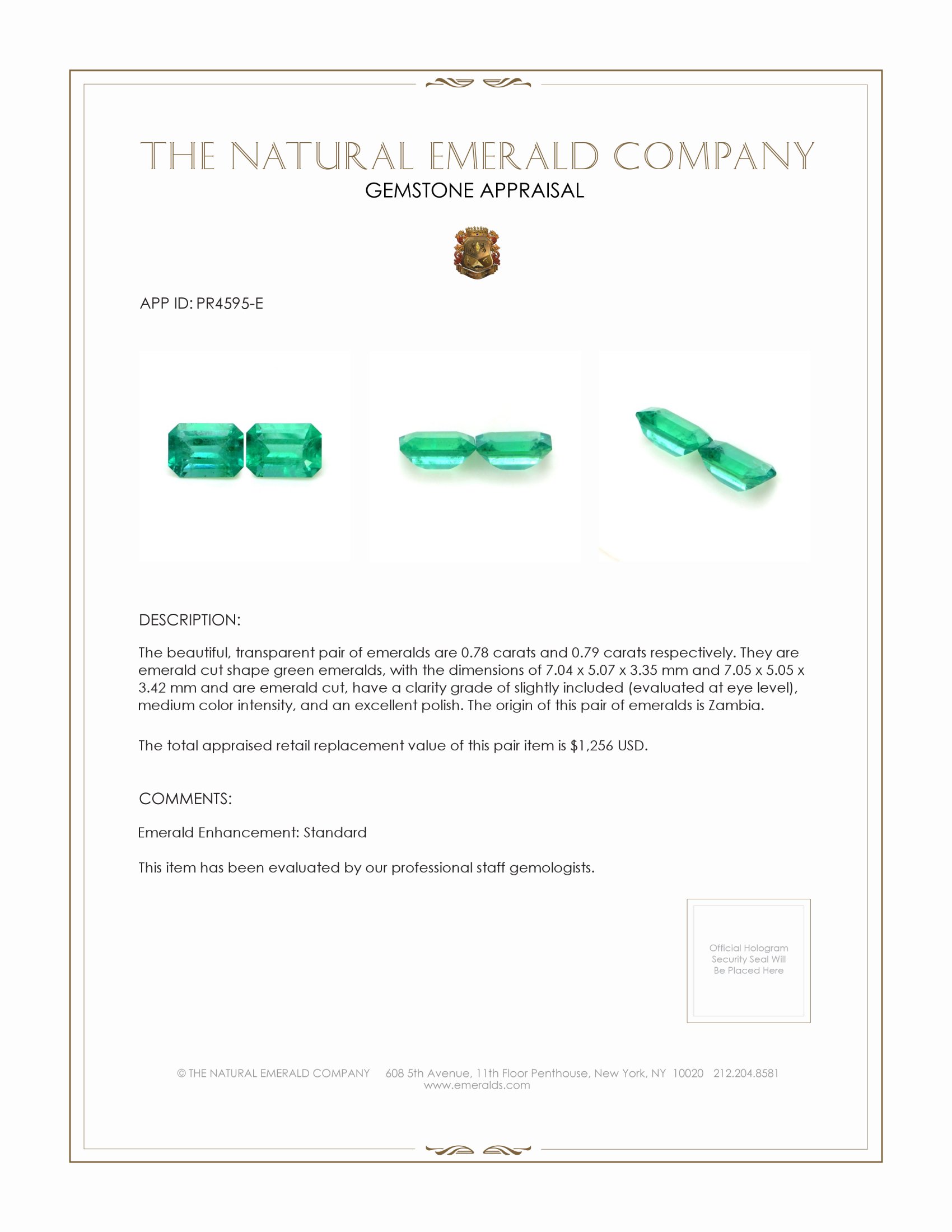 1.57 Ct.Tw. Emerald Pair from Zambia