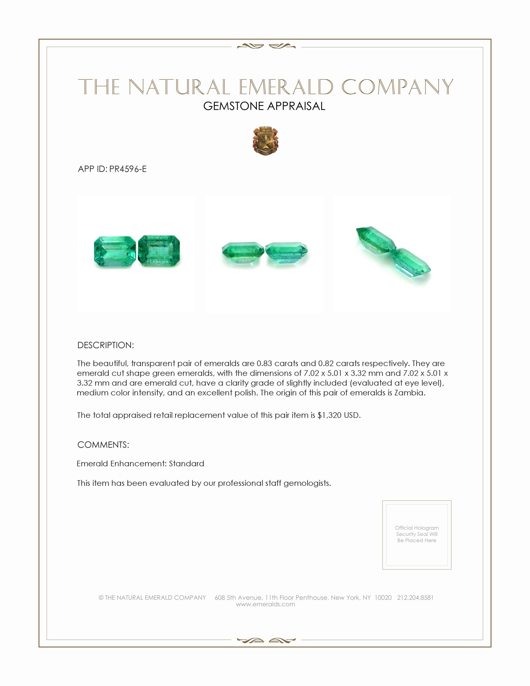 1.65 Ct.Tw. Emerald Pair from Zambia