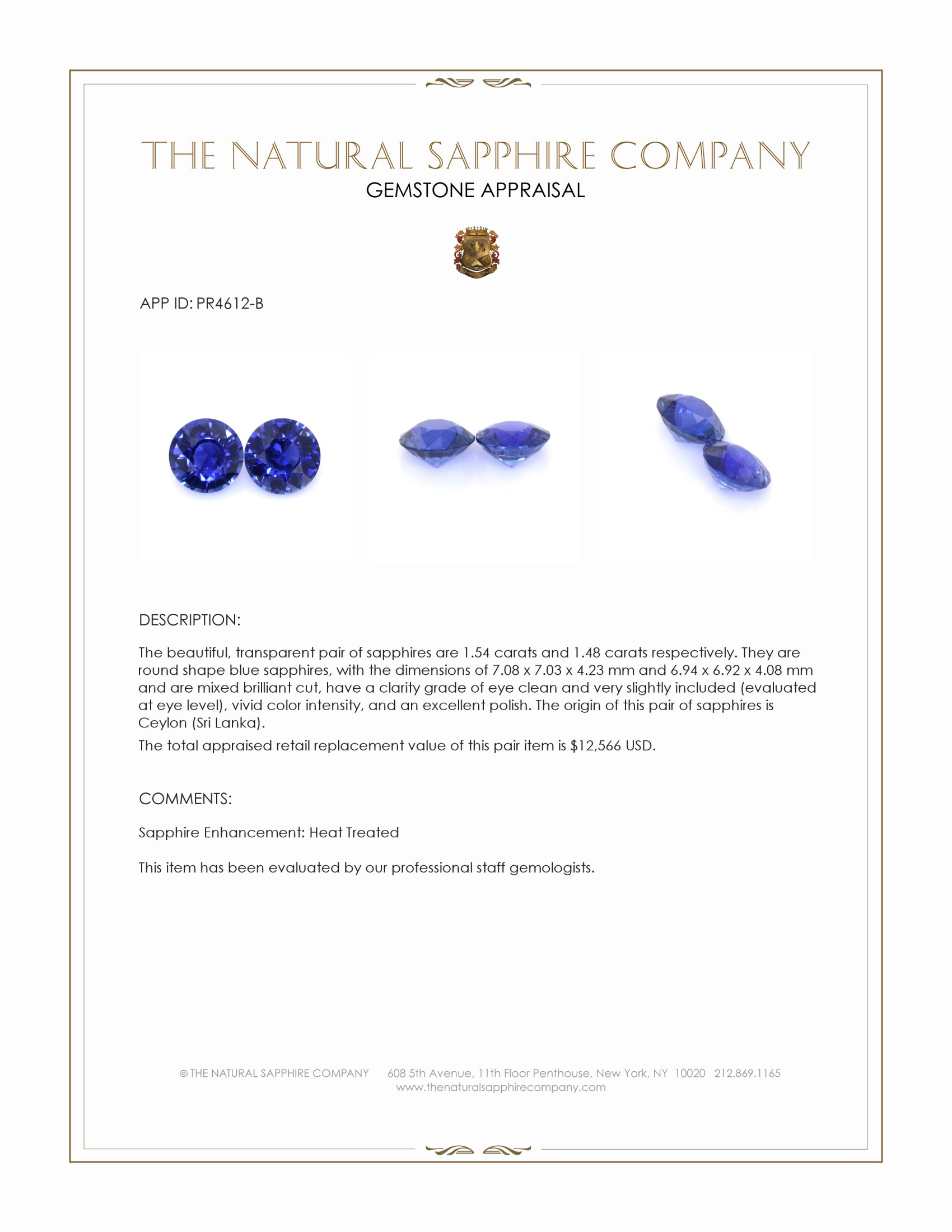 3.02 Ct.Tw. Blue Sapphire Pair from Ceylon (Sri Lanka)