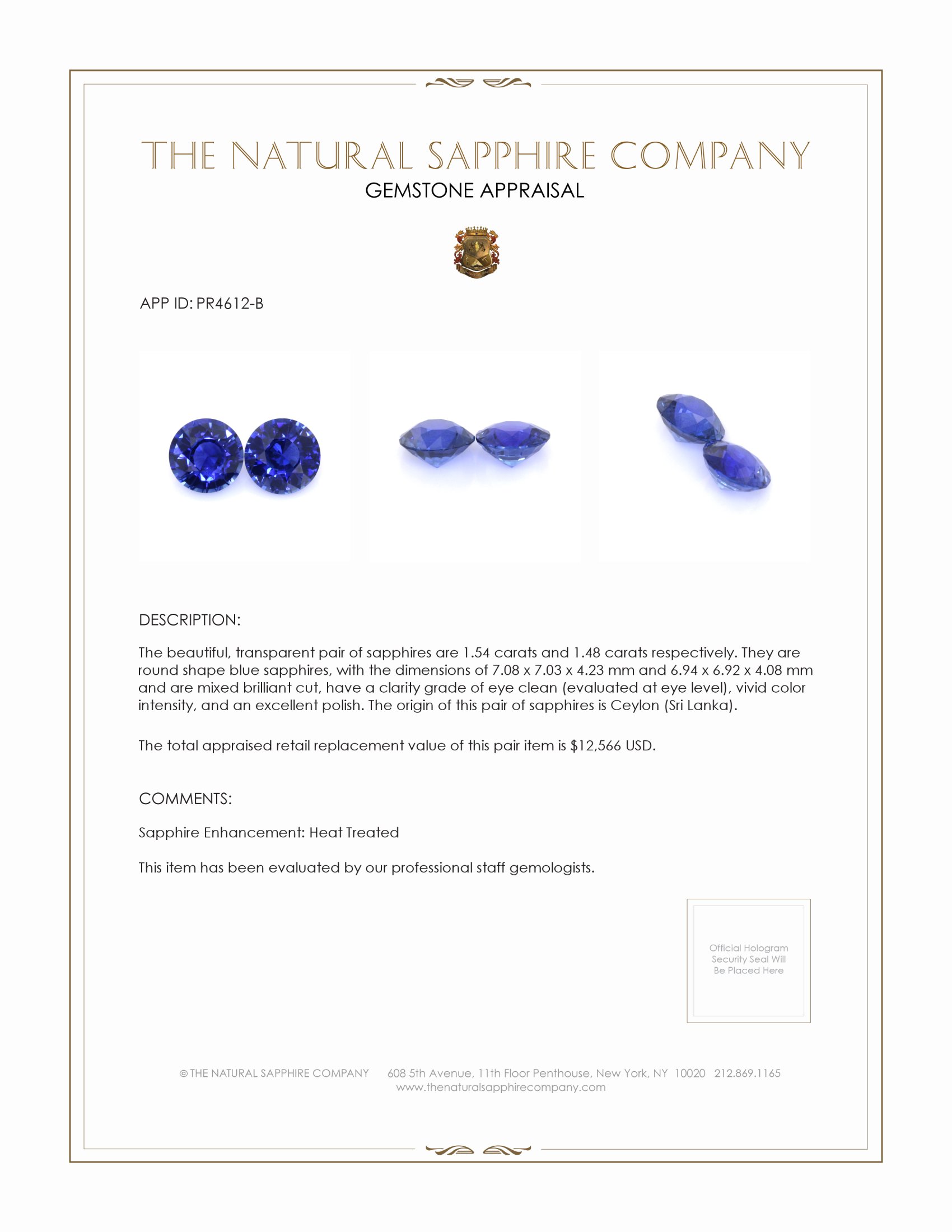 3.02 Ct.Tw. Blue Sapphire Pair from Ceylon (Sri Lanka)