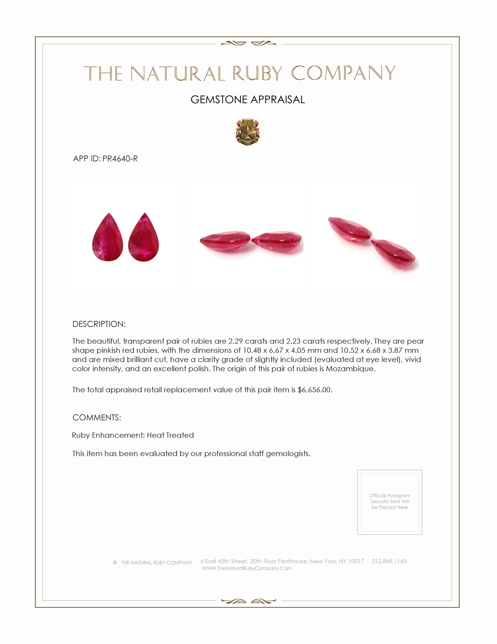 4.52 Ct.Tw. Ruby Pair from Mozambique