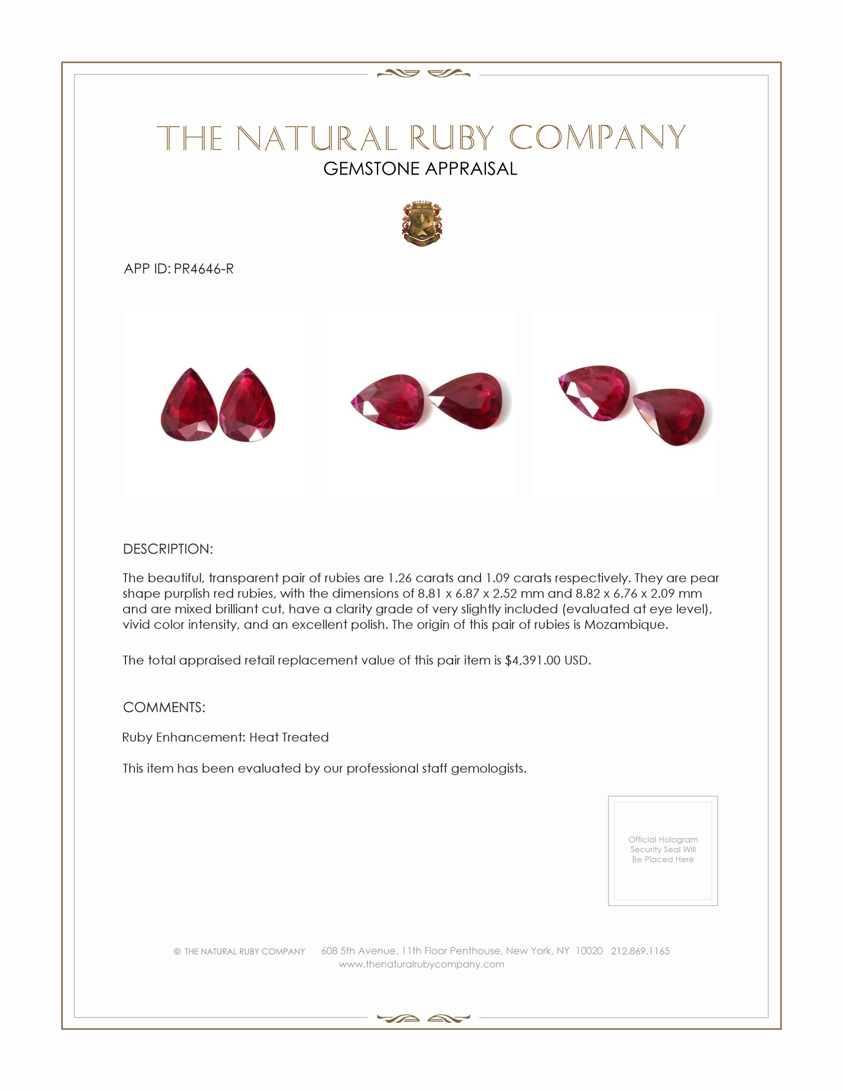 2.35 Ct.Tw. Ruby Pair from Mozambique