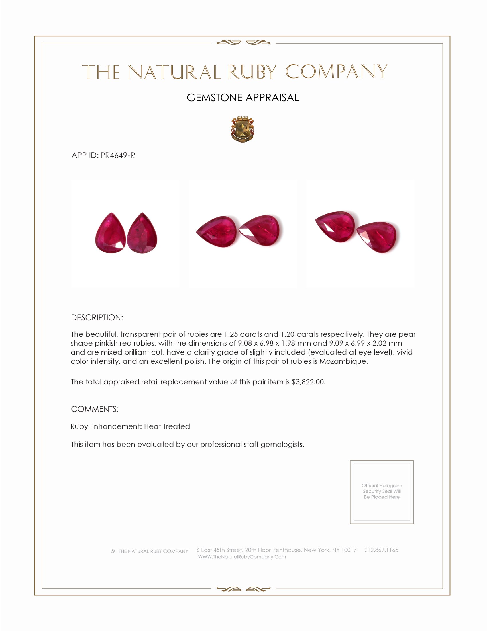 2.45 Ct.Tw. Ruby Pair from Mozambique