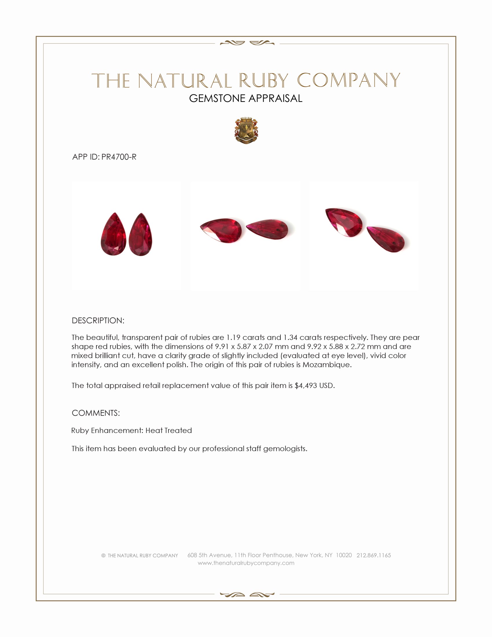 2.53 Ct.Tw. Ruby Pair from Mozambique
