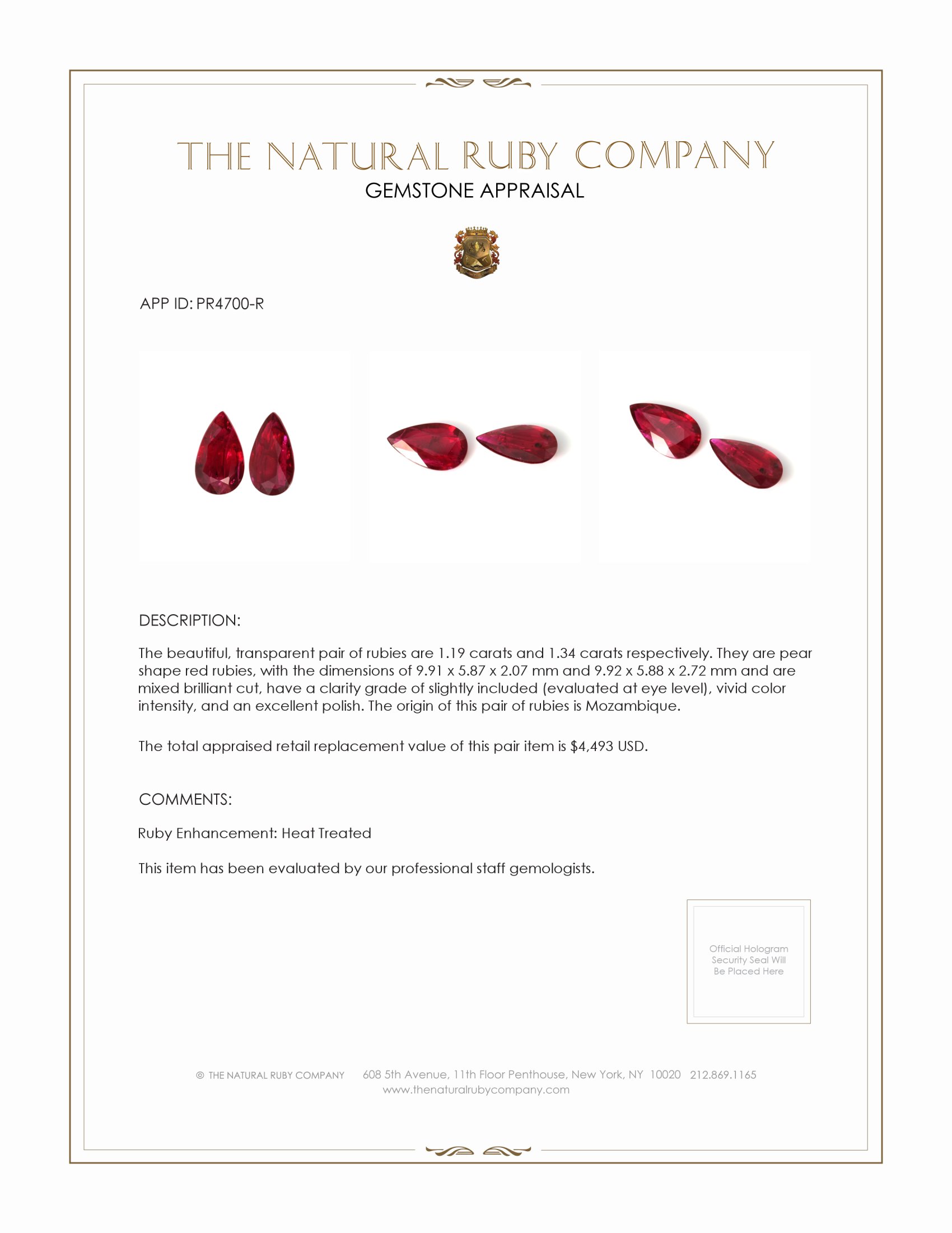 2.53 Ct.Tw. Ruby Pair from Mozambique