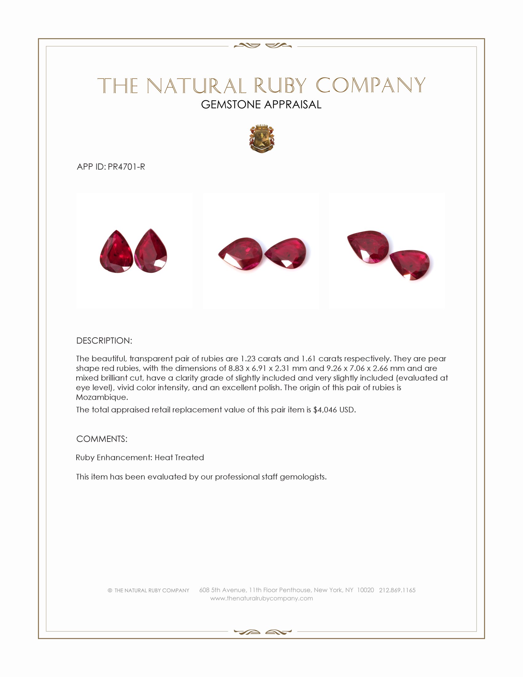 2.84 Ct.Tw. Ruby Pair from Mozambique