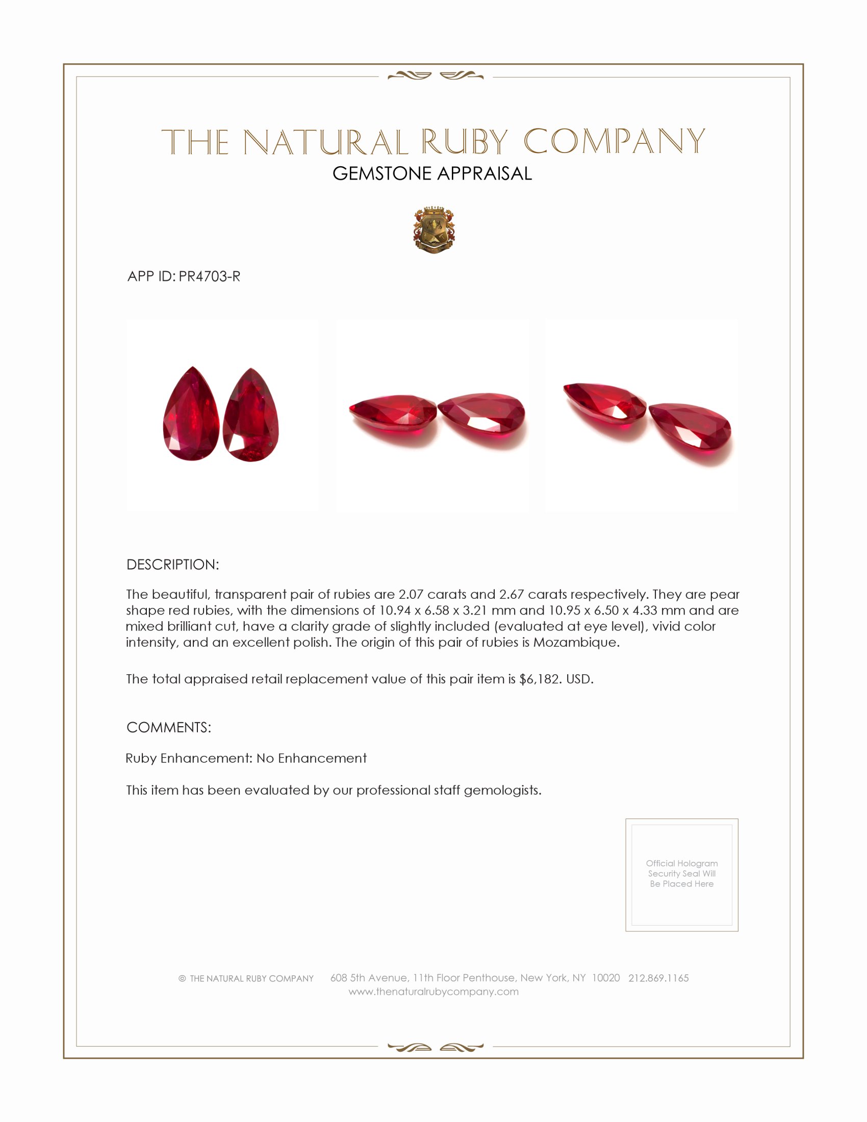 4.74 Ct.Tw. Ruby Pair from Mozambique